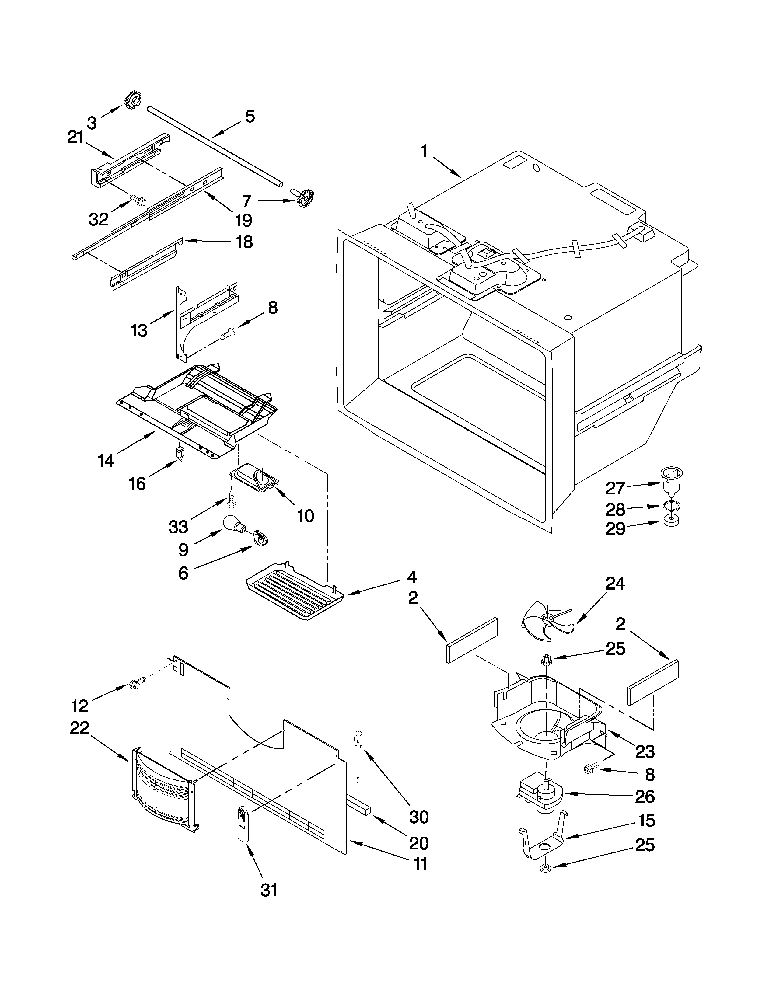 Freezer liner parts