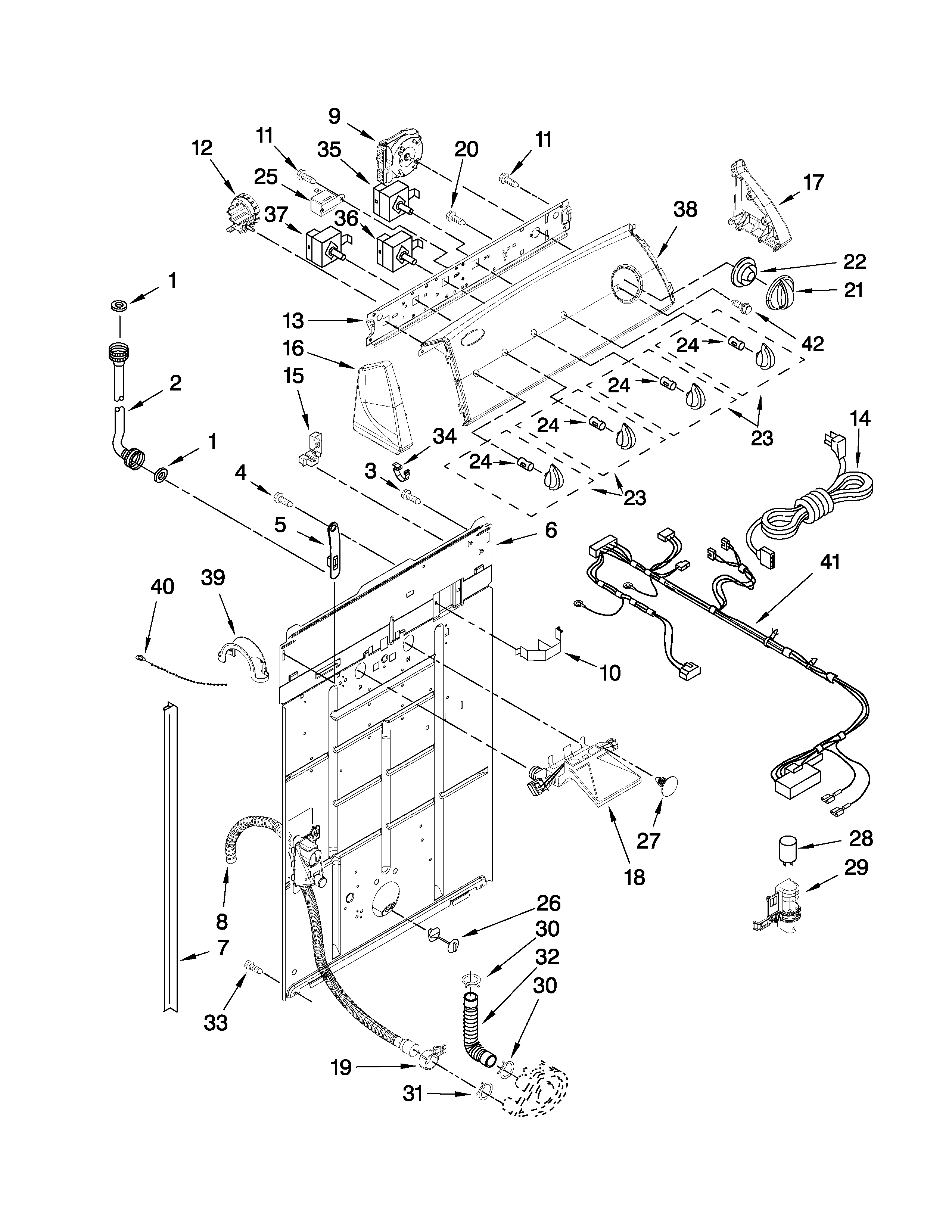 Controls and rear panel parts