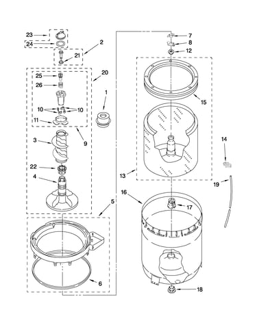 Agitator, basket and tub parts