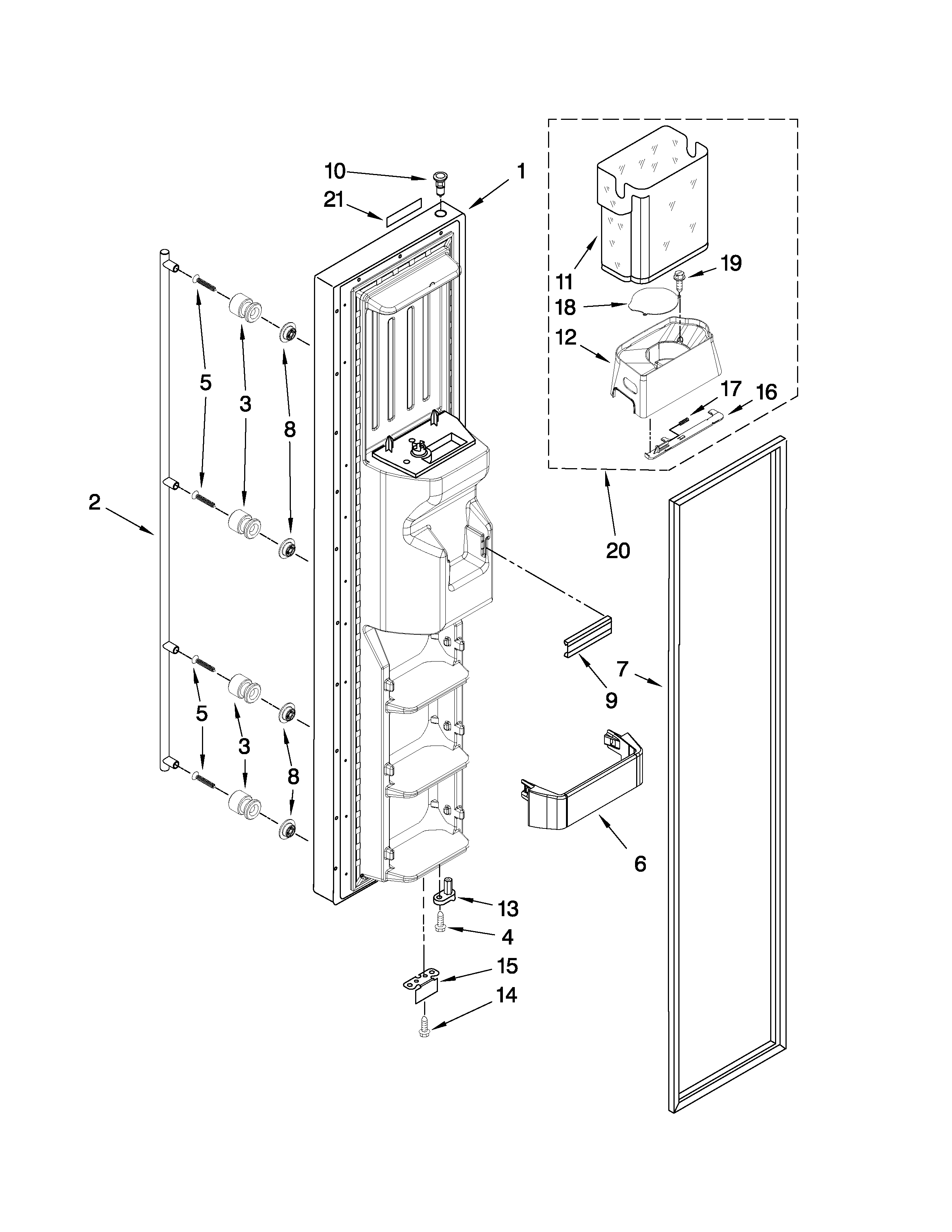 Freezer door parts