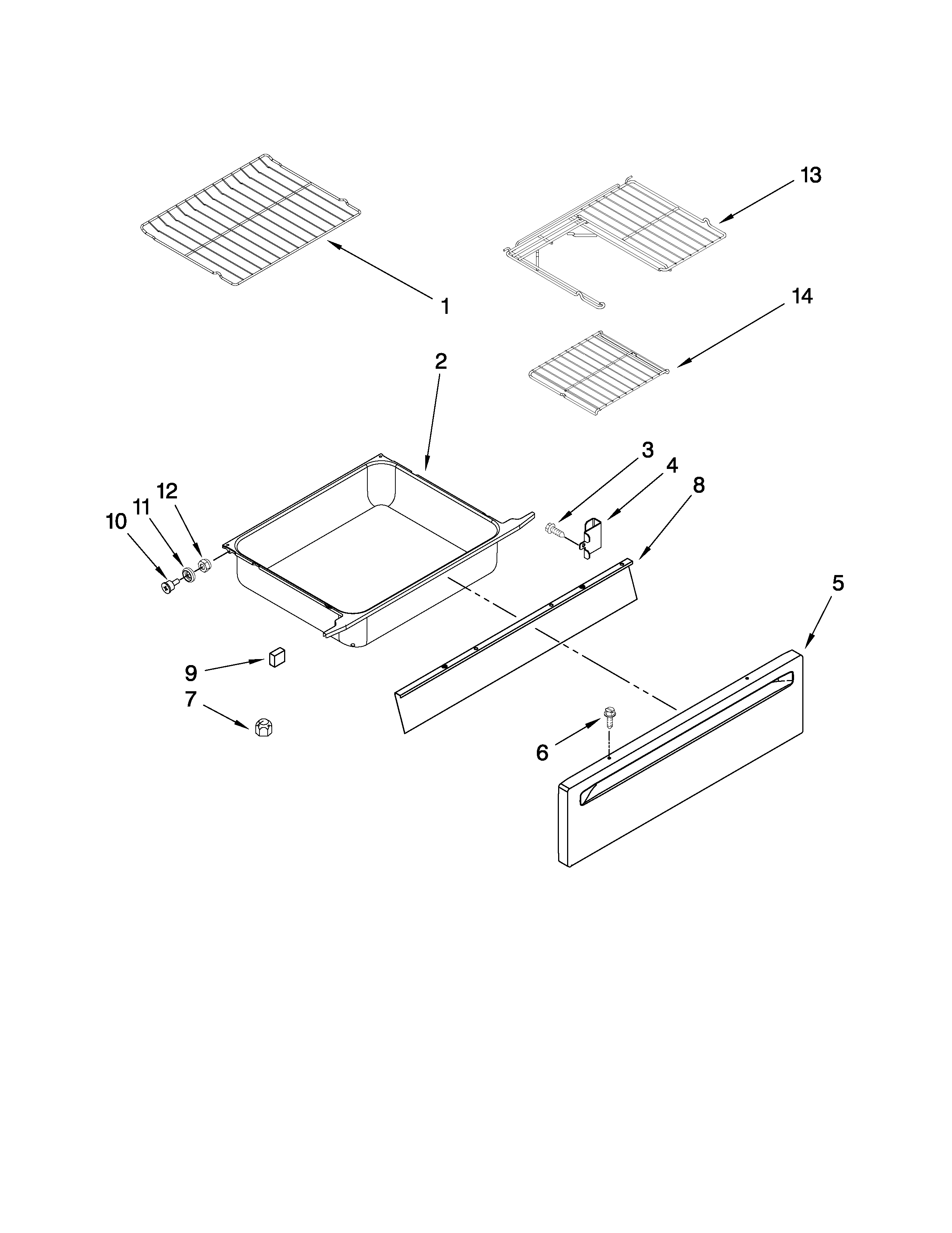Drawer and rack parts