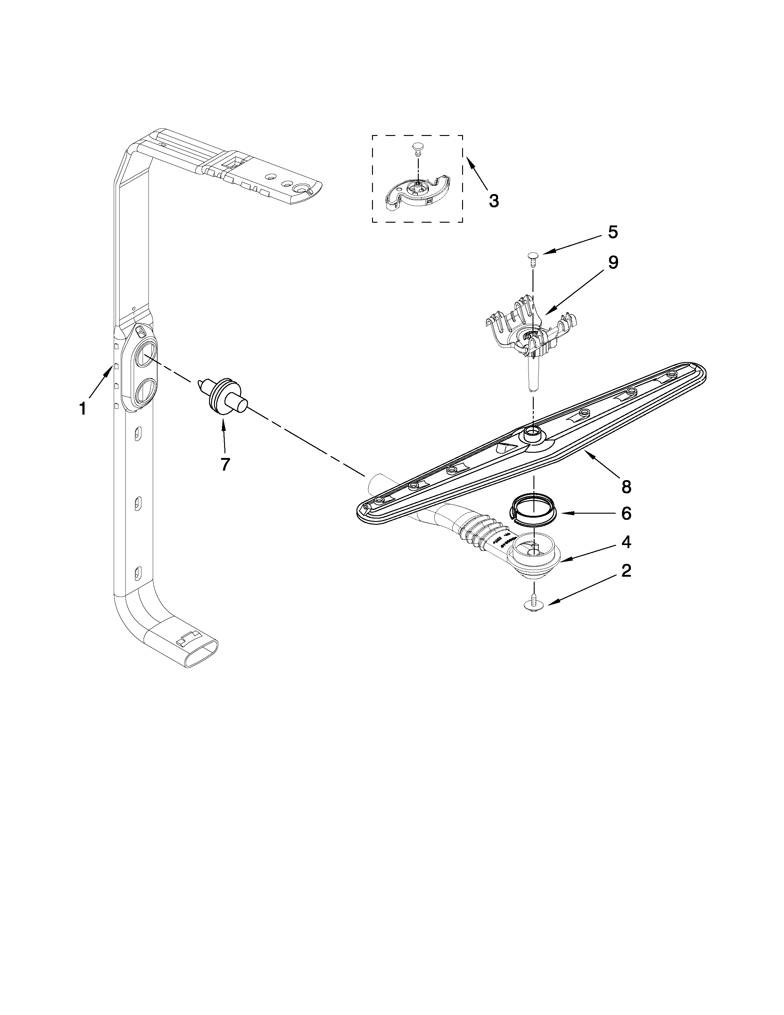 Upper wash and rinse parts