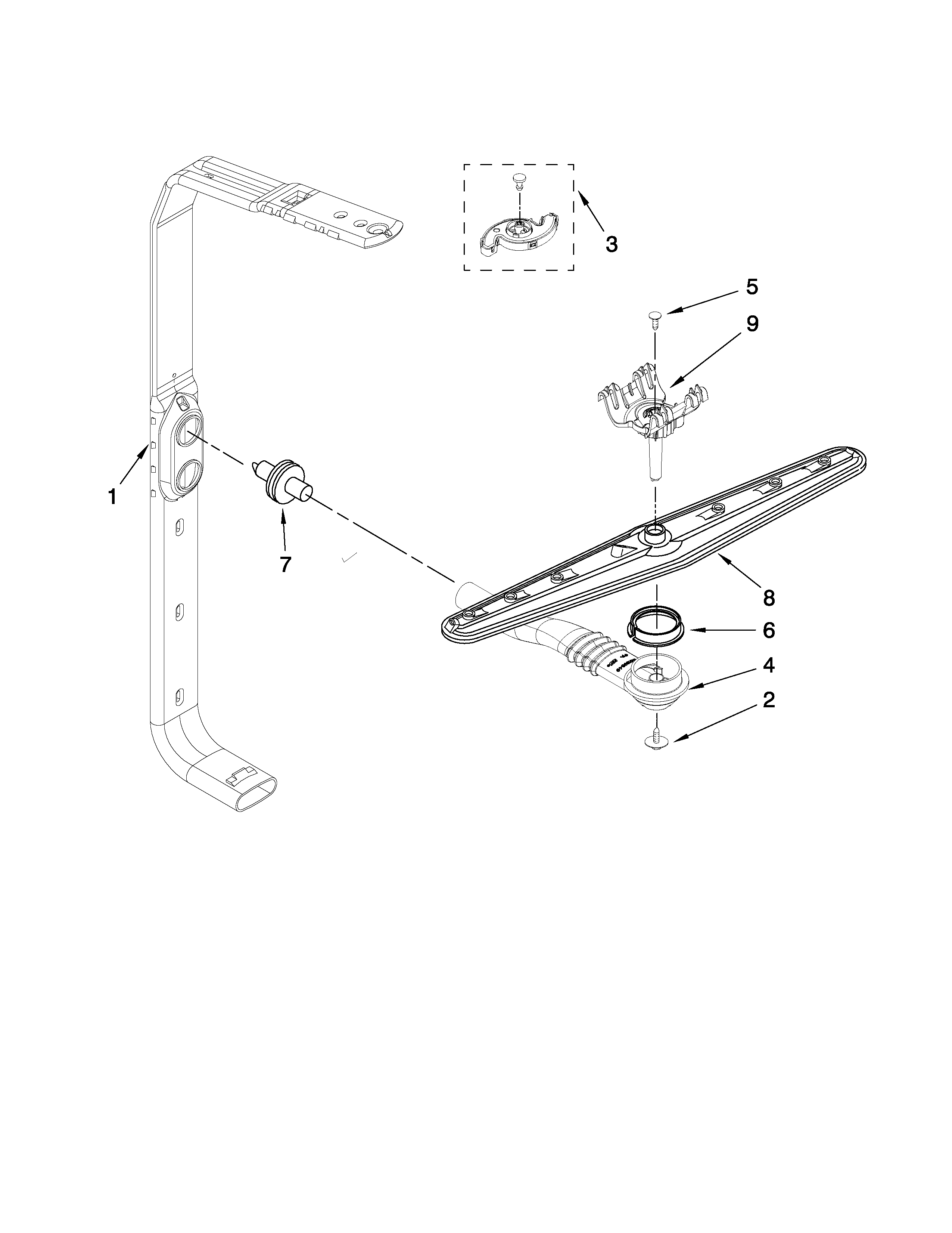 Upper wash and rinse parts