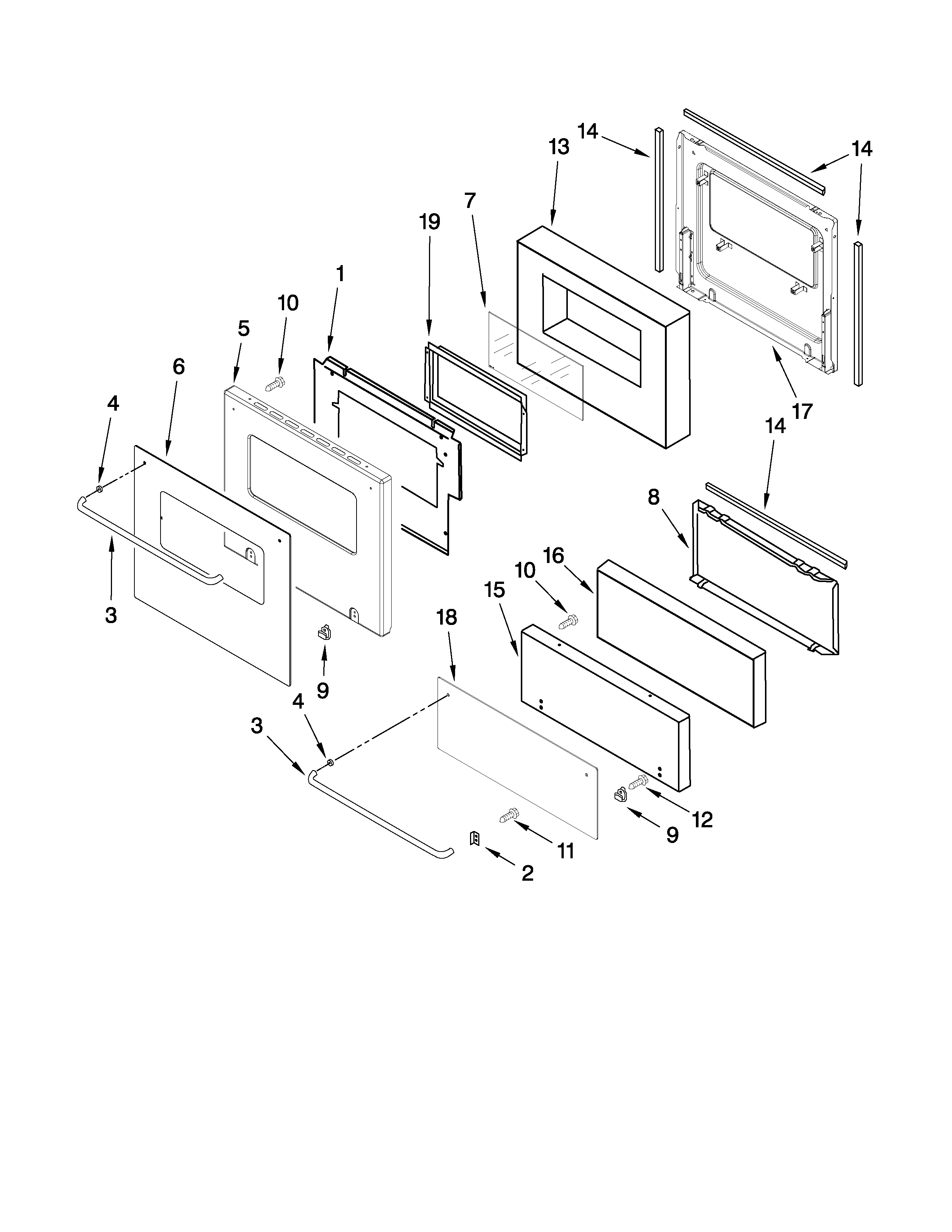 Oven door parts