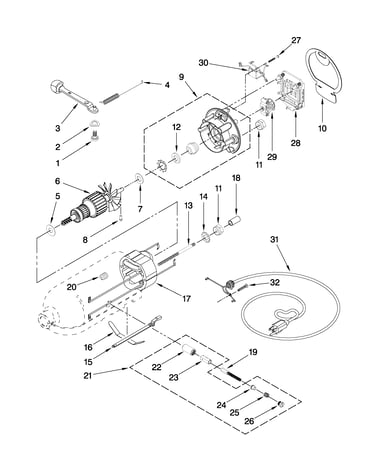 Motor and control parts
