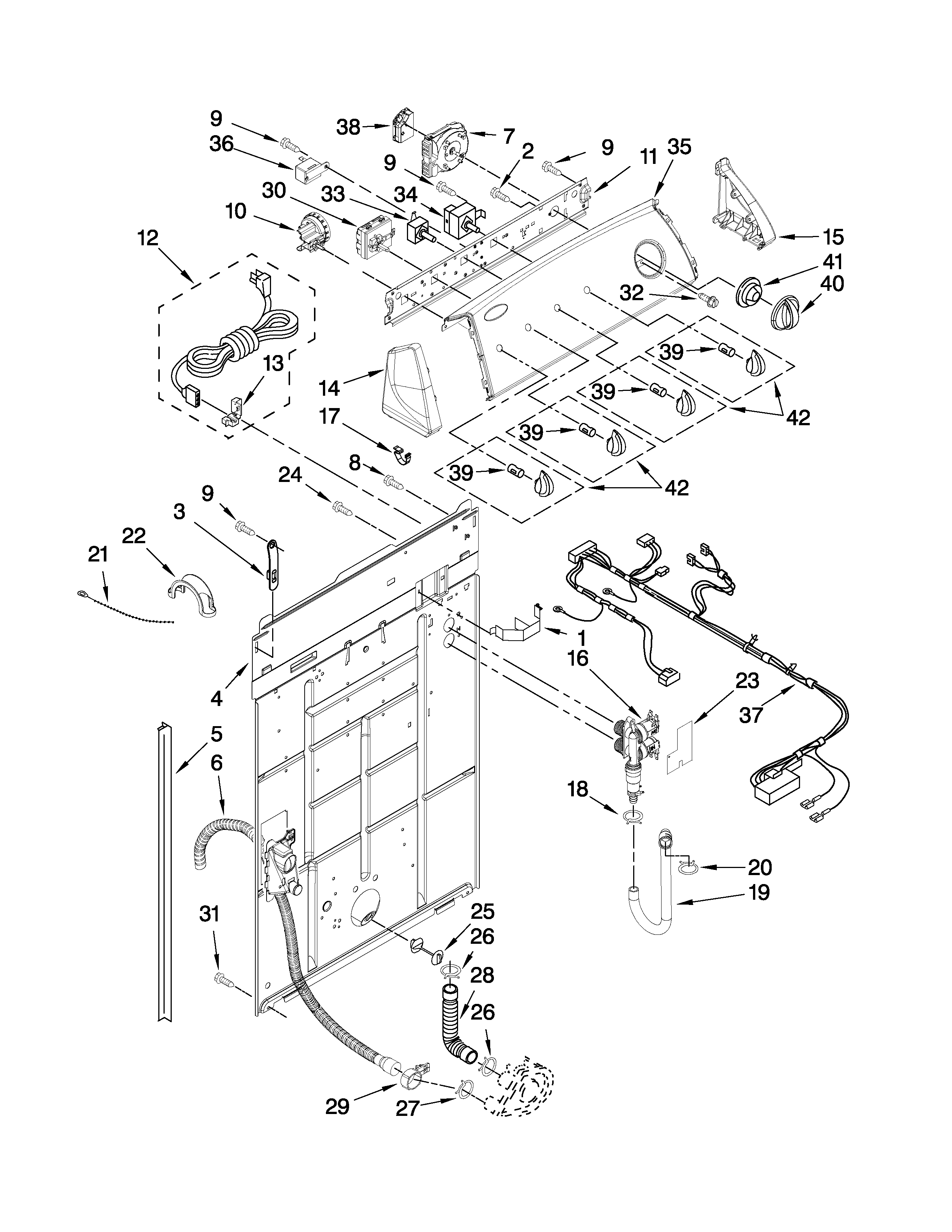 Controls and rear panel parts