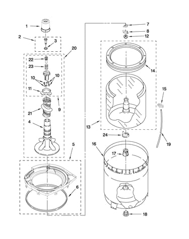 Agitator, basket and tub parts