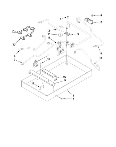 Burner box, gas valves, and switches