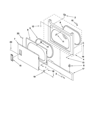Dryer front panel and door parts