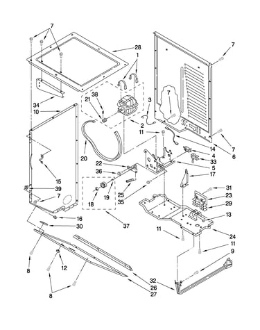 Dryer cabinet and motor parts