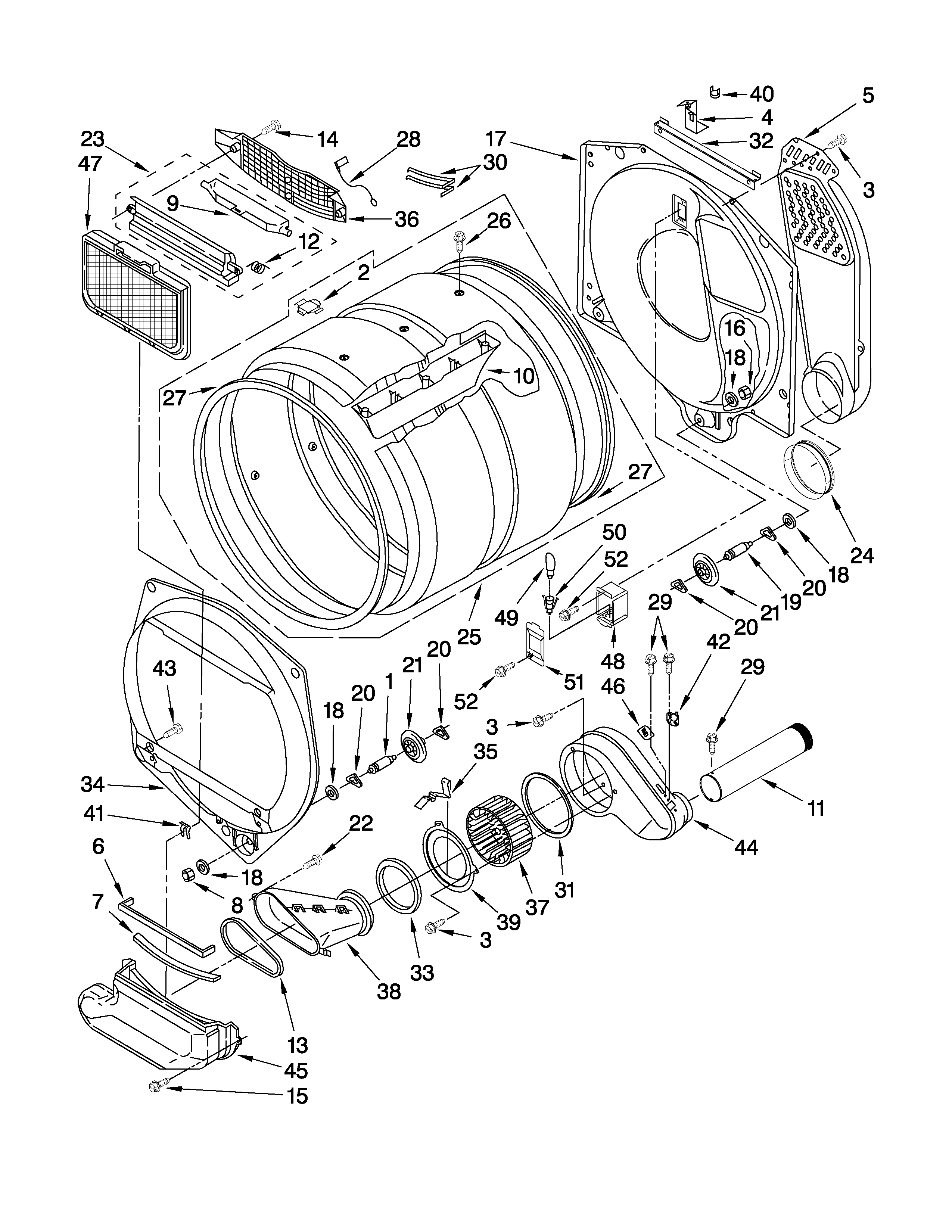 Dryer bulkhead parts