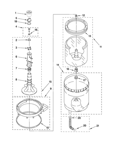 Agitator, basket and tub parts