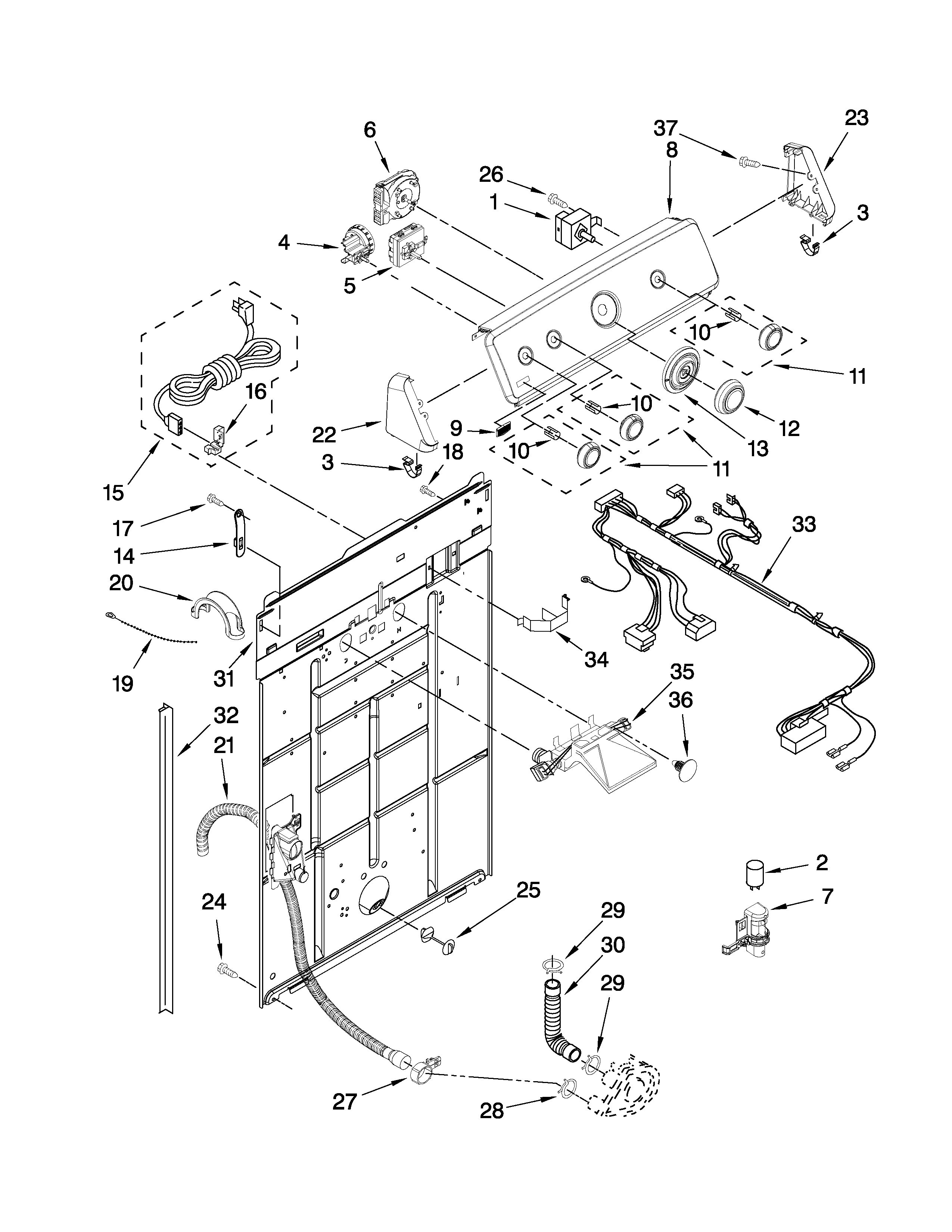 Controls and rear panel parts