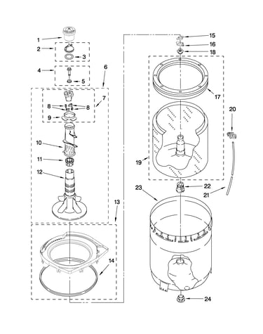 Agitator, basket and tub parts
