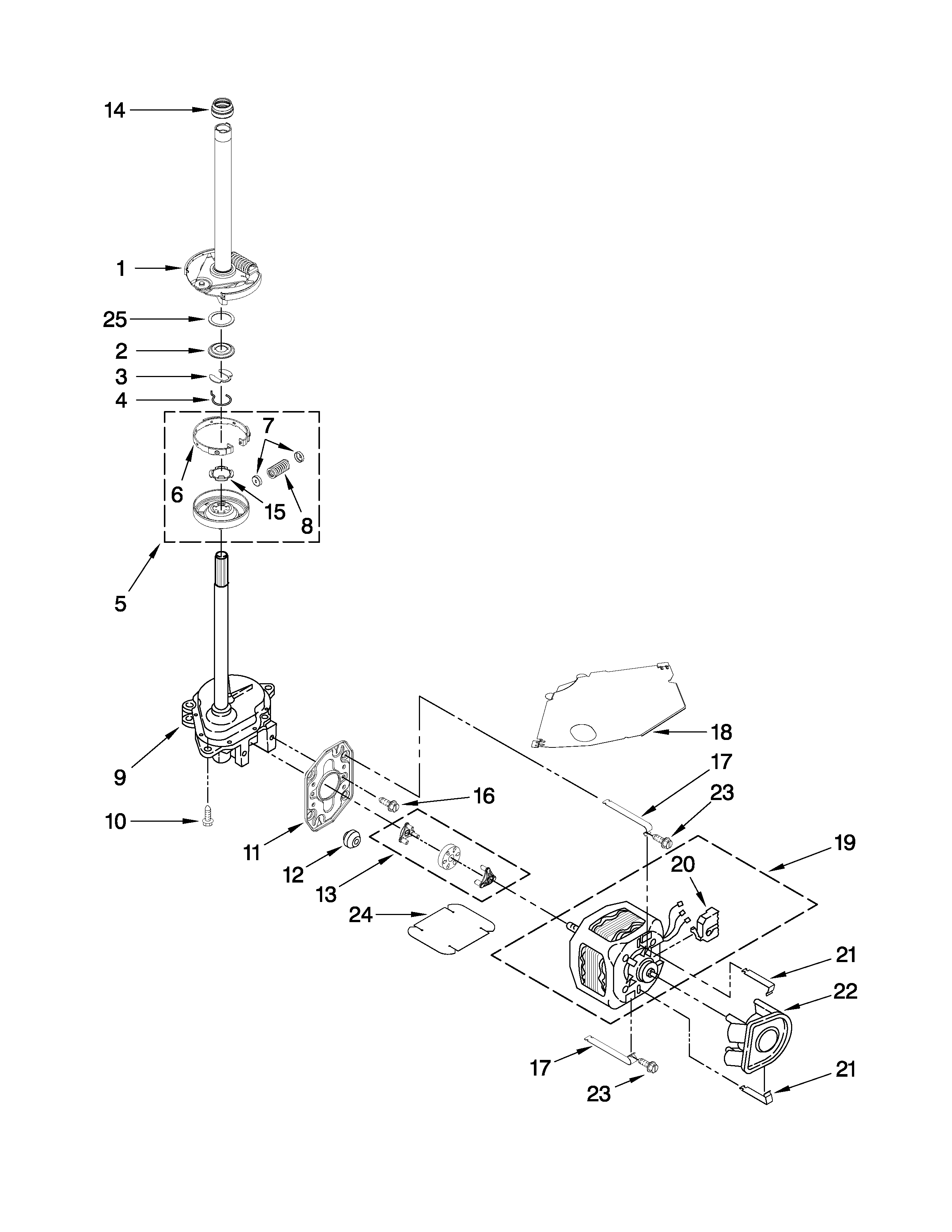Brake, clutch, gearcase, motor and pump parts