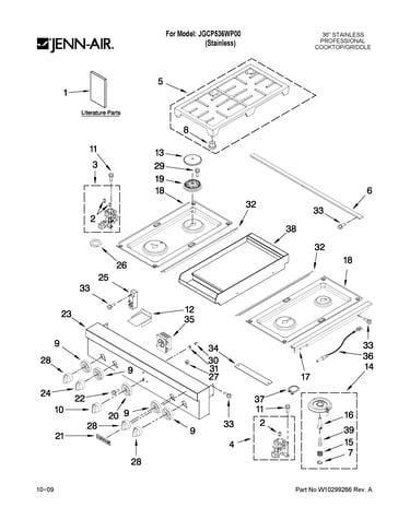 Cooktop, burner and grate parts