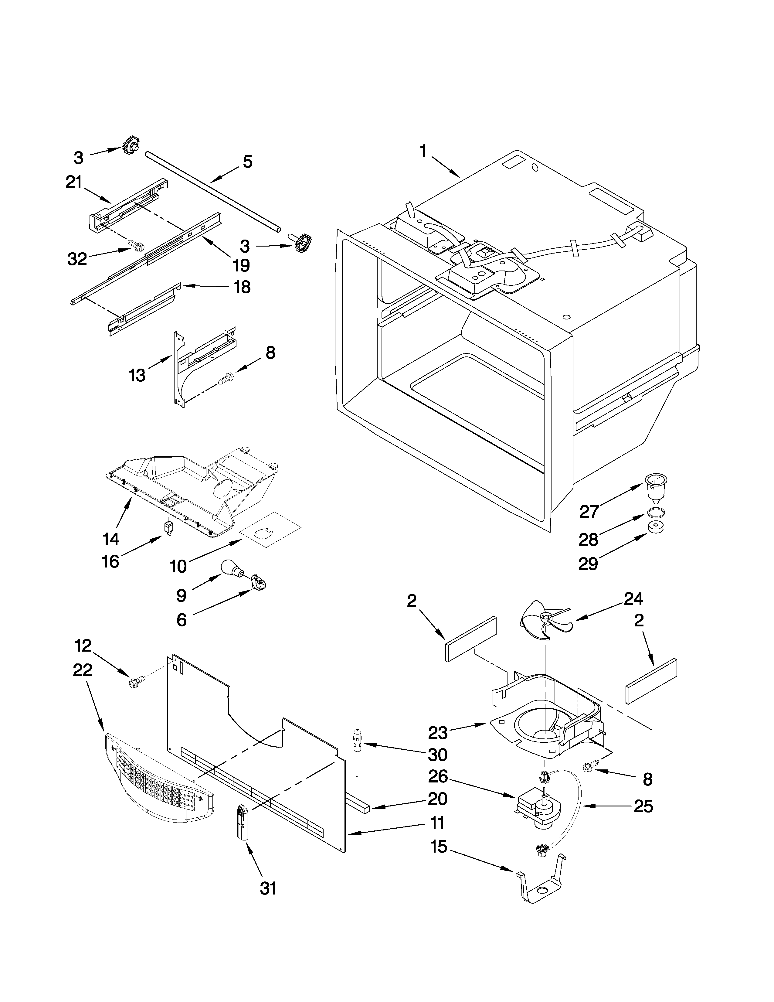 Freezer liner parts