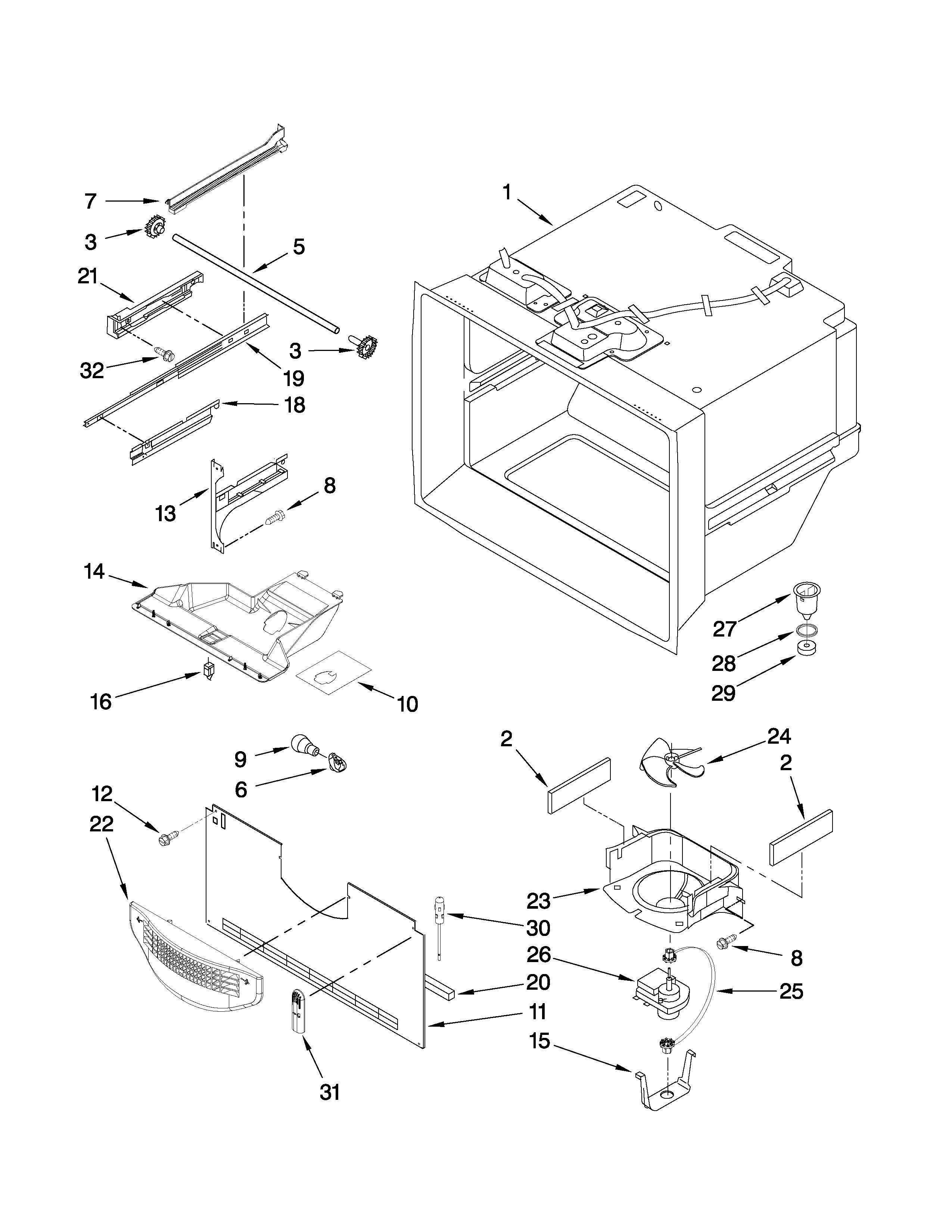 Freezer liner parts