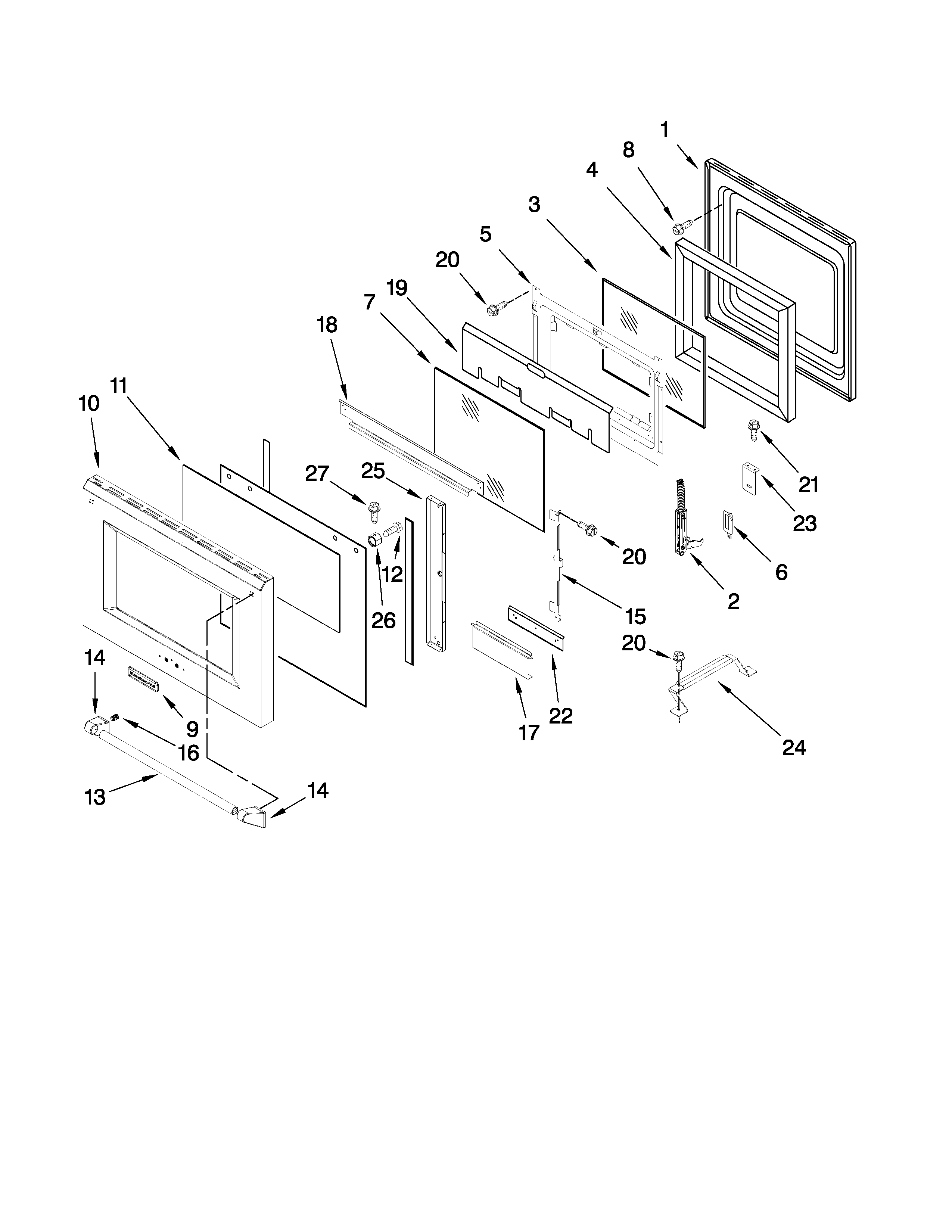 Oven door parts