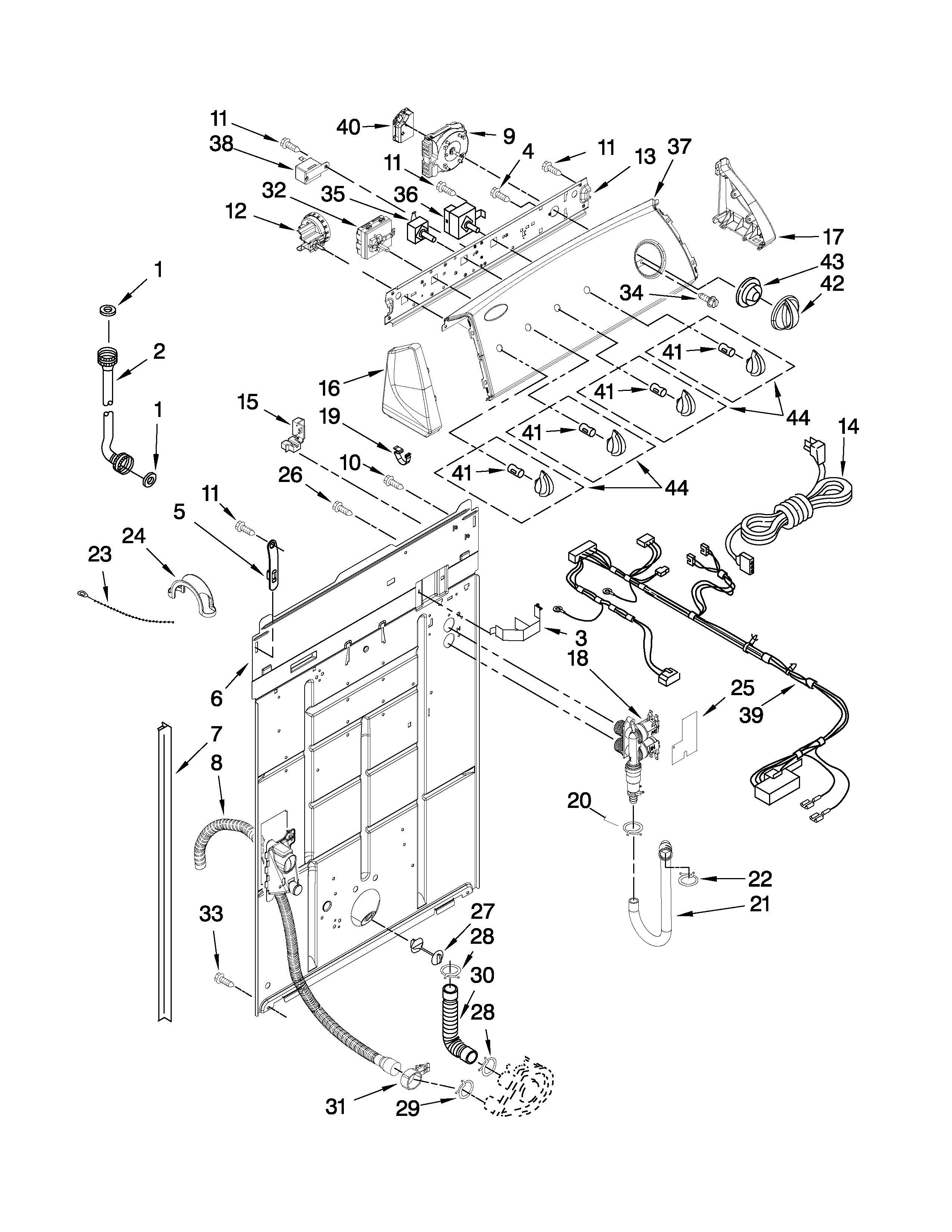 Controls and rear panel parts