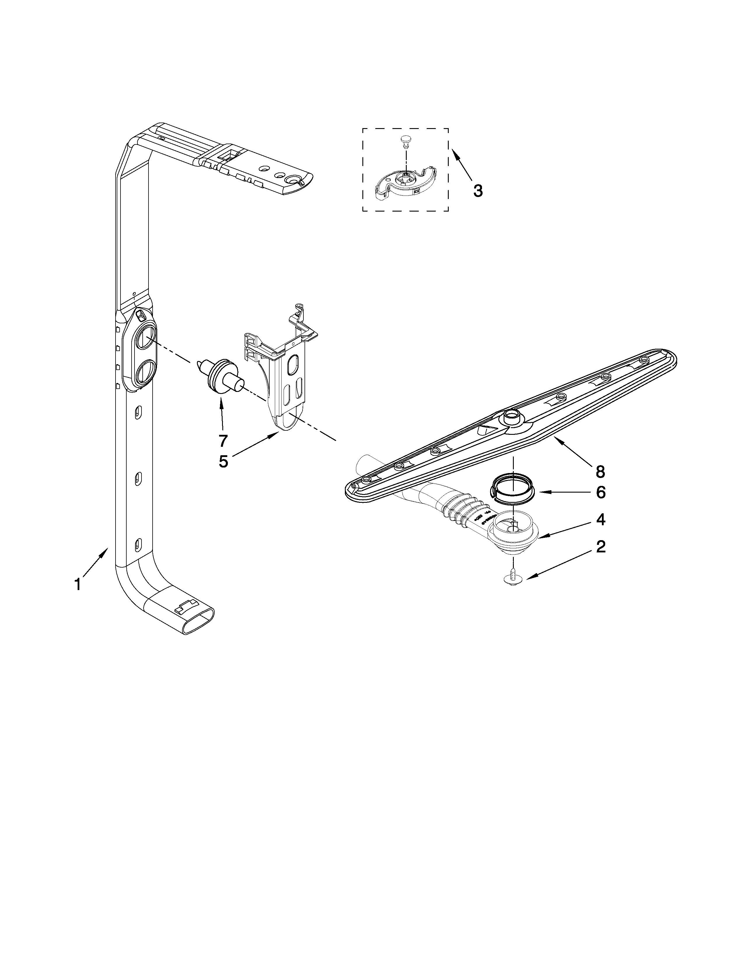 Upper wash and rinse parts