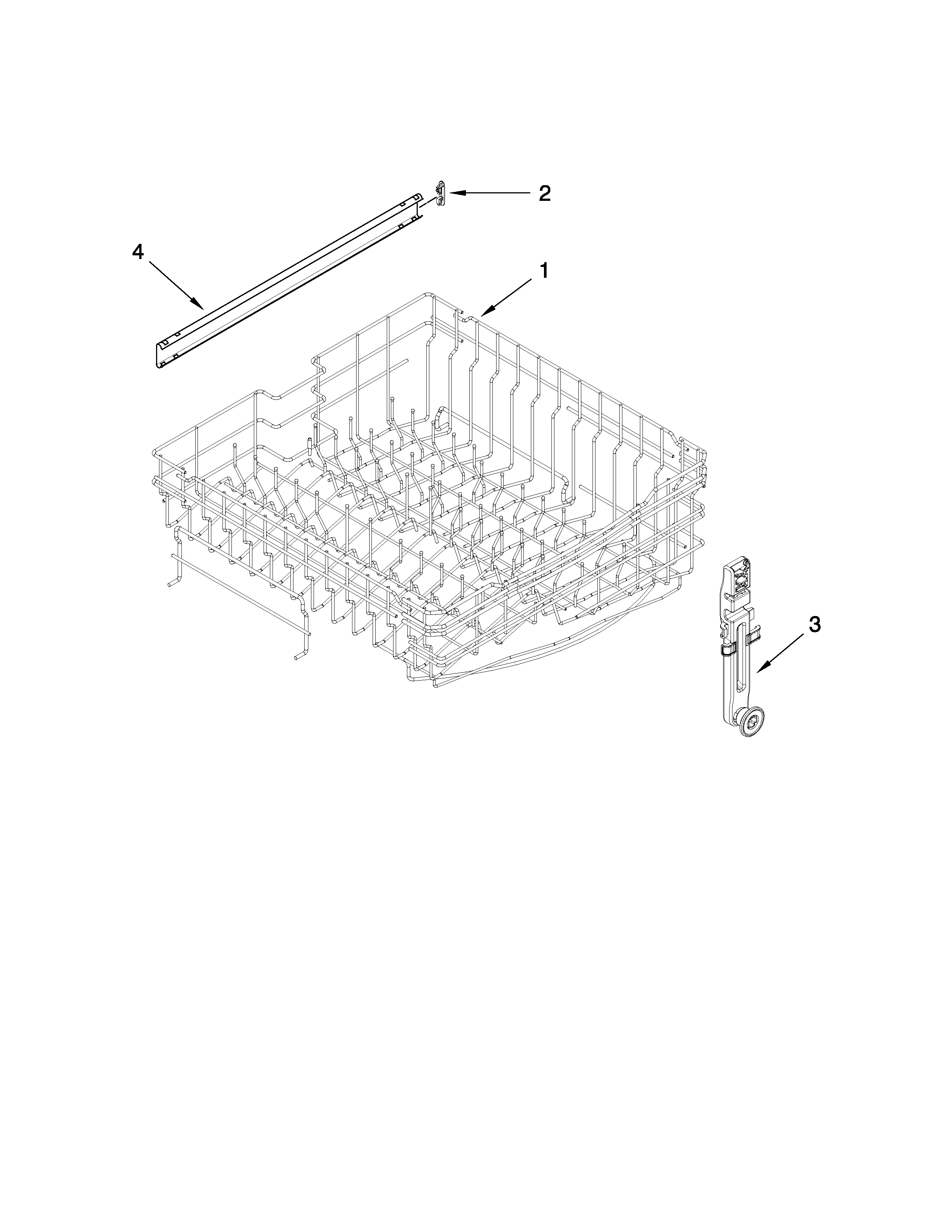 Upper rack and track parts