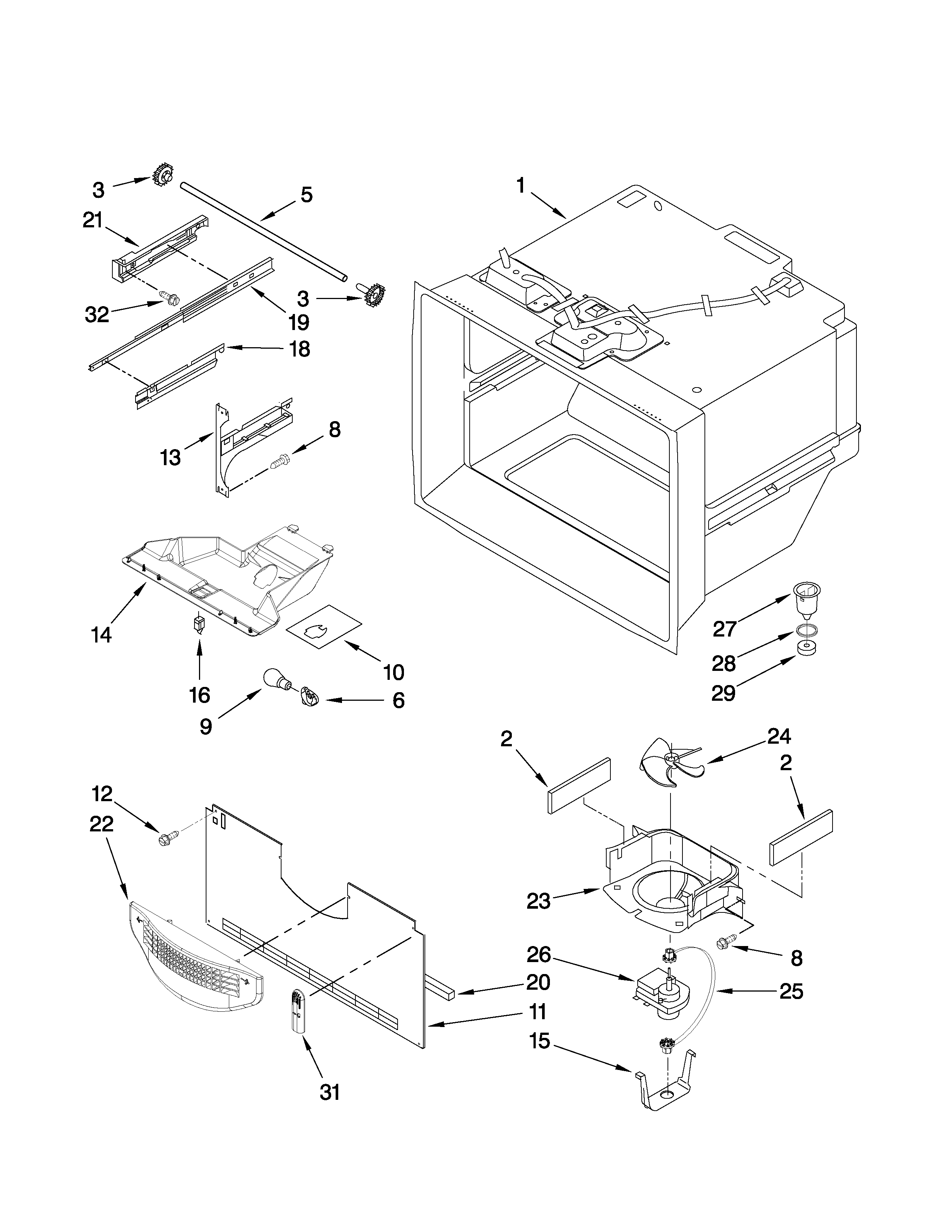 Freezer liner parts
