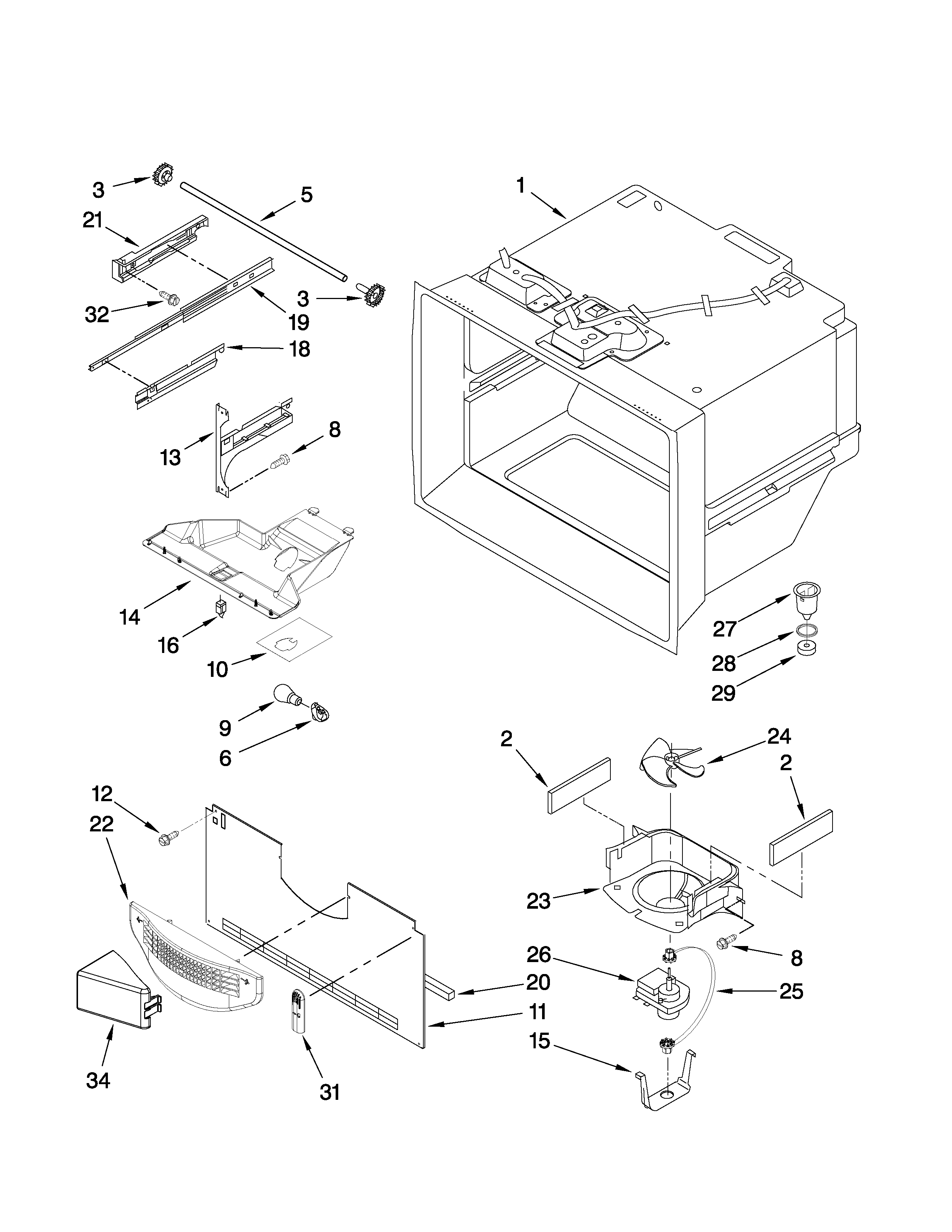Freezer liner parts