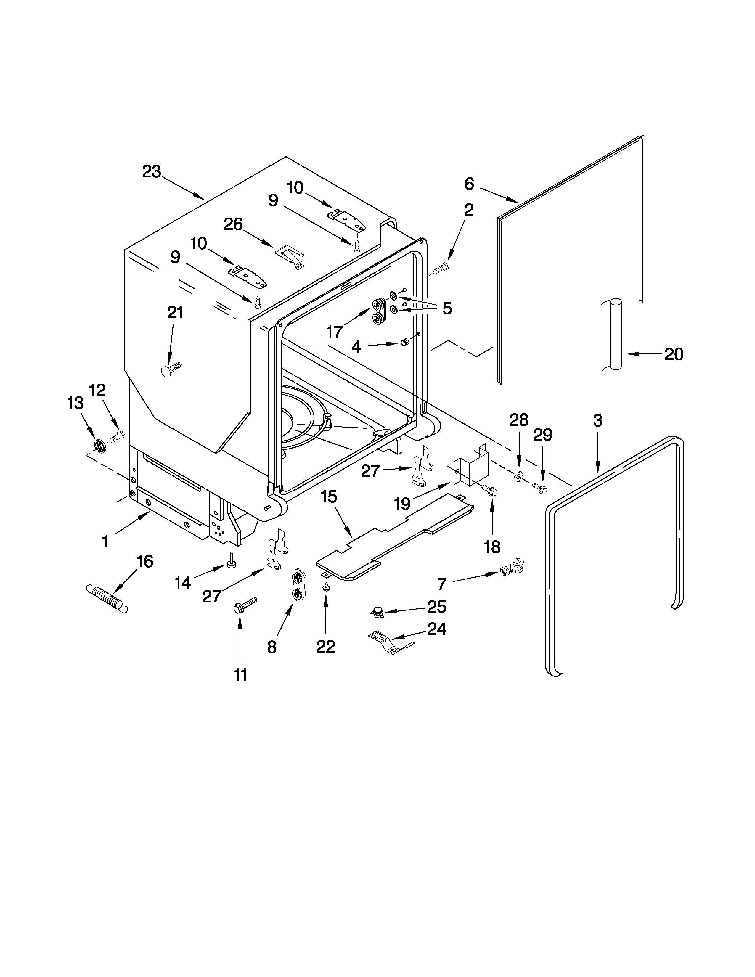 Tub and frame parts