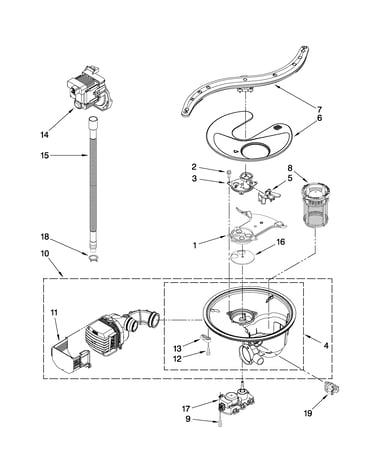 Pump, washarm and motor parts