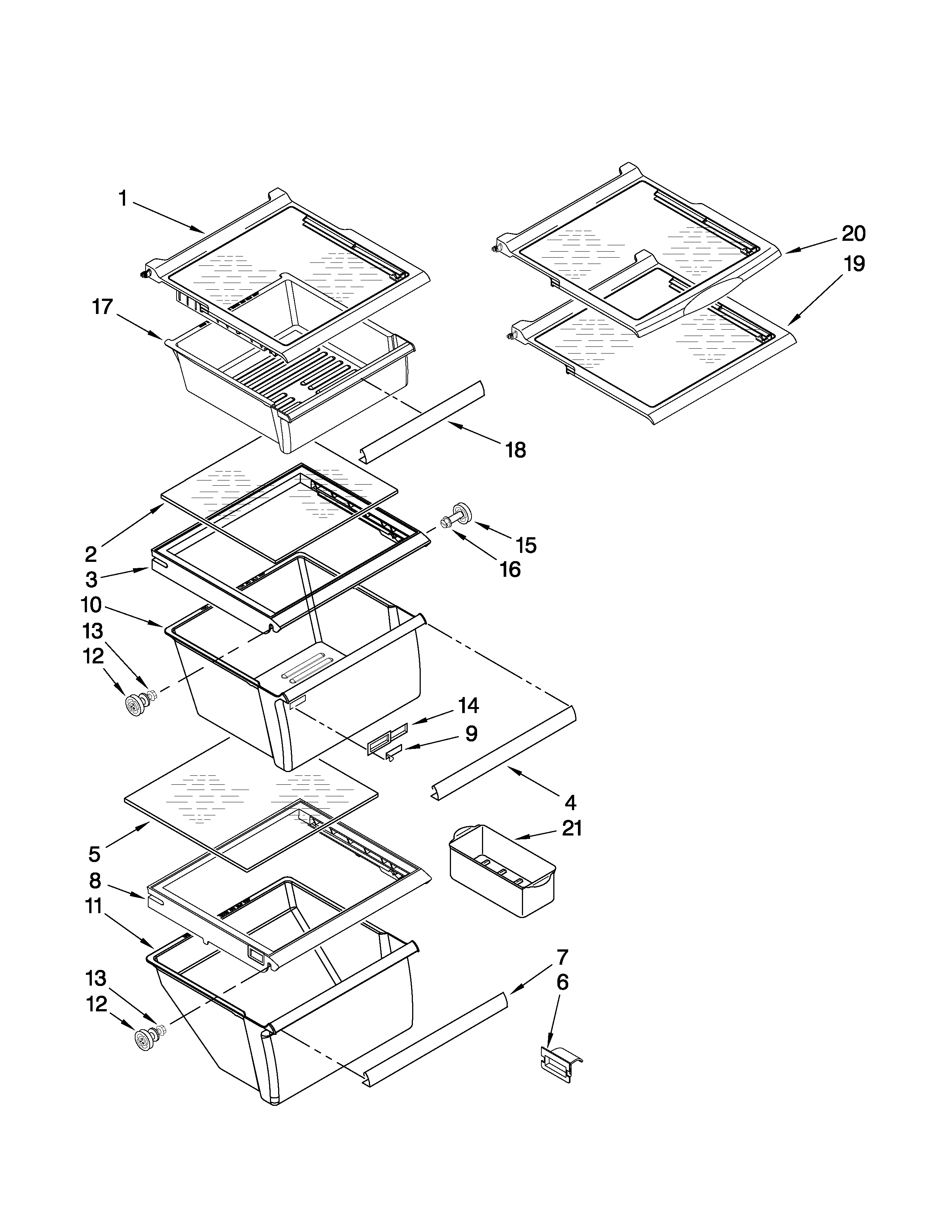 Refrigerator shelf parts