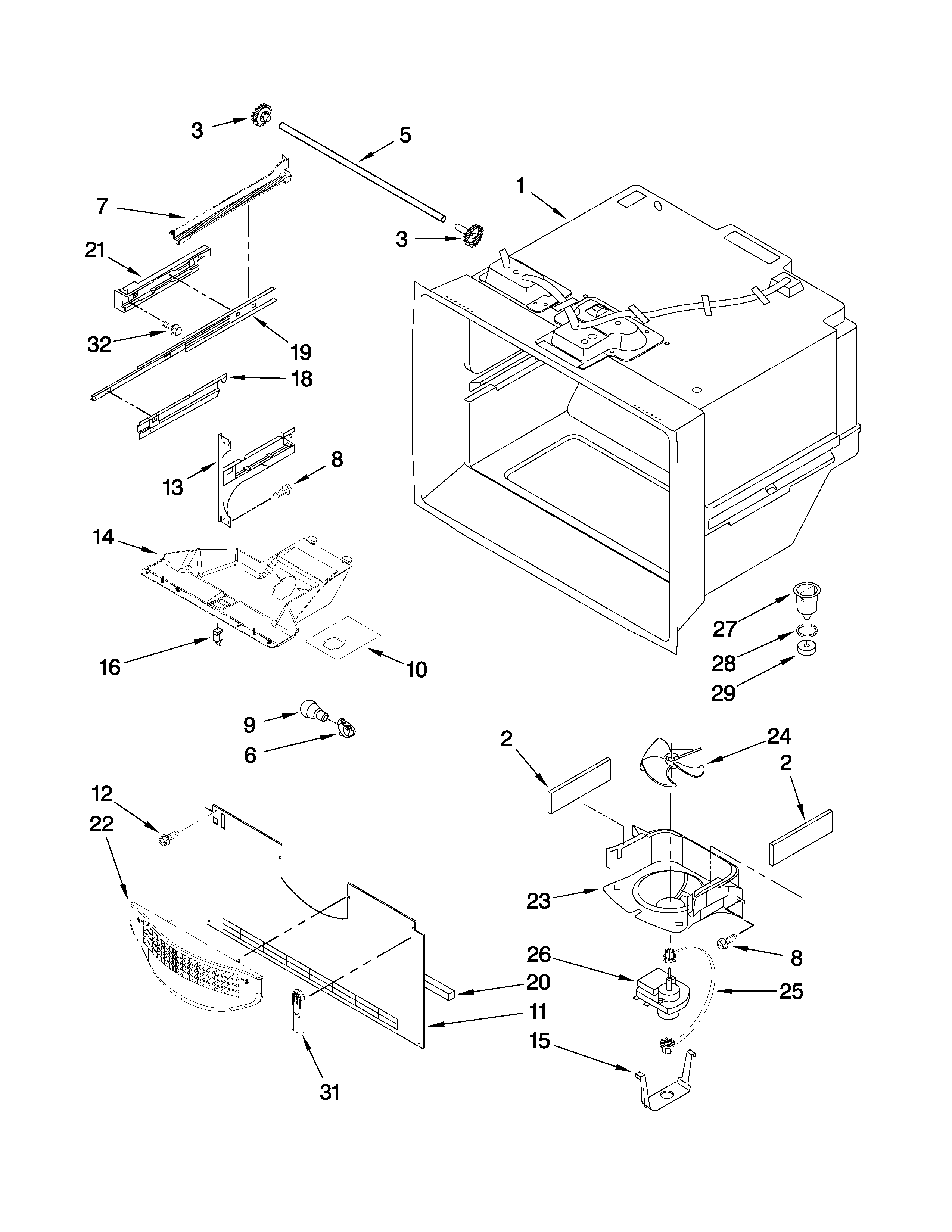 Freezer liner parts