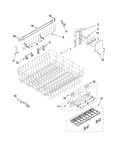 Upper rack and track parts