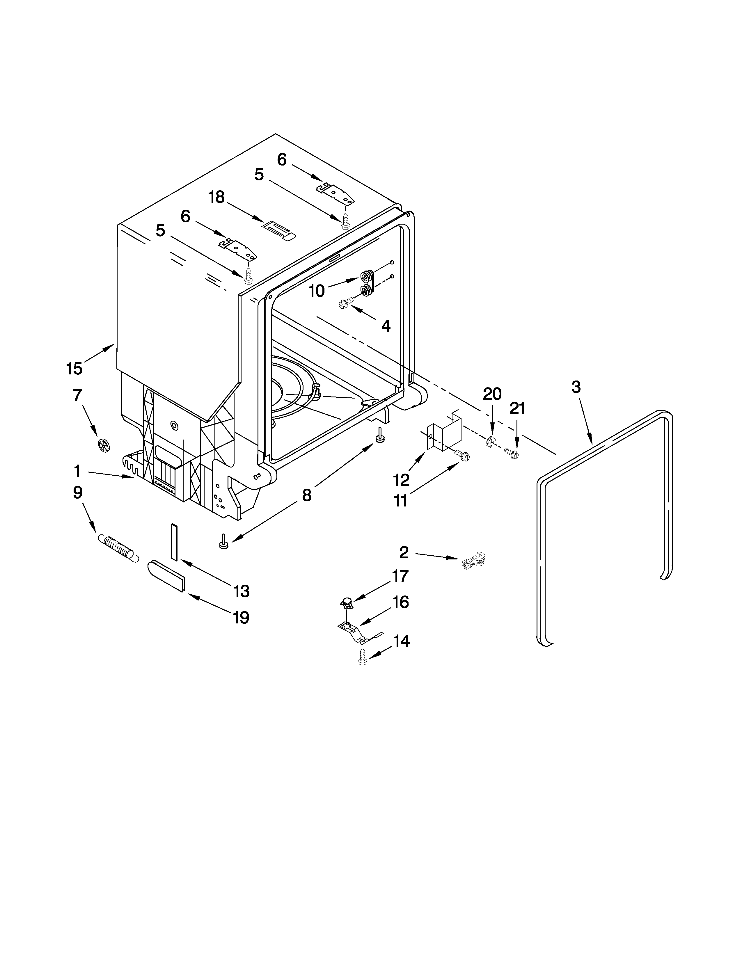 TUB AND FRAME PARTS