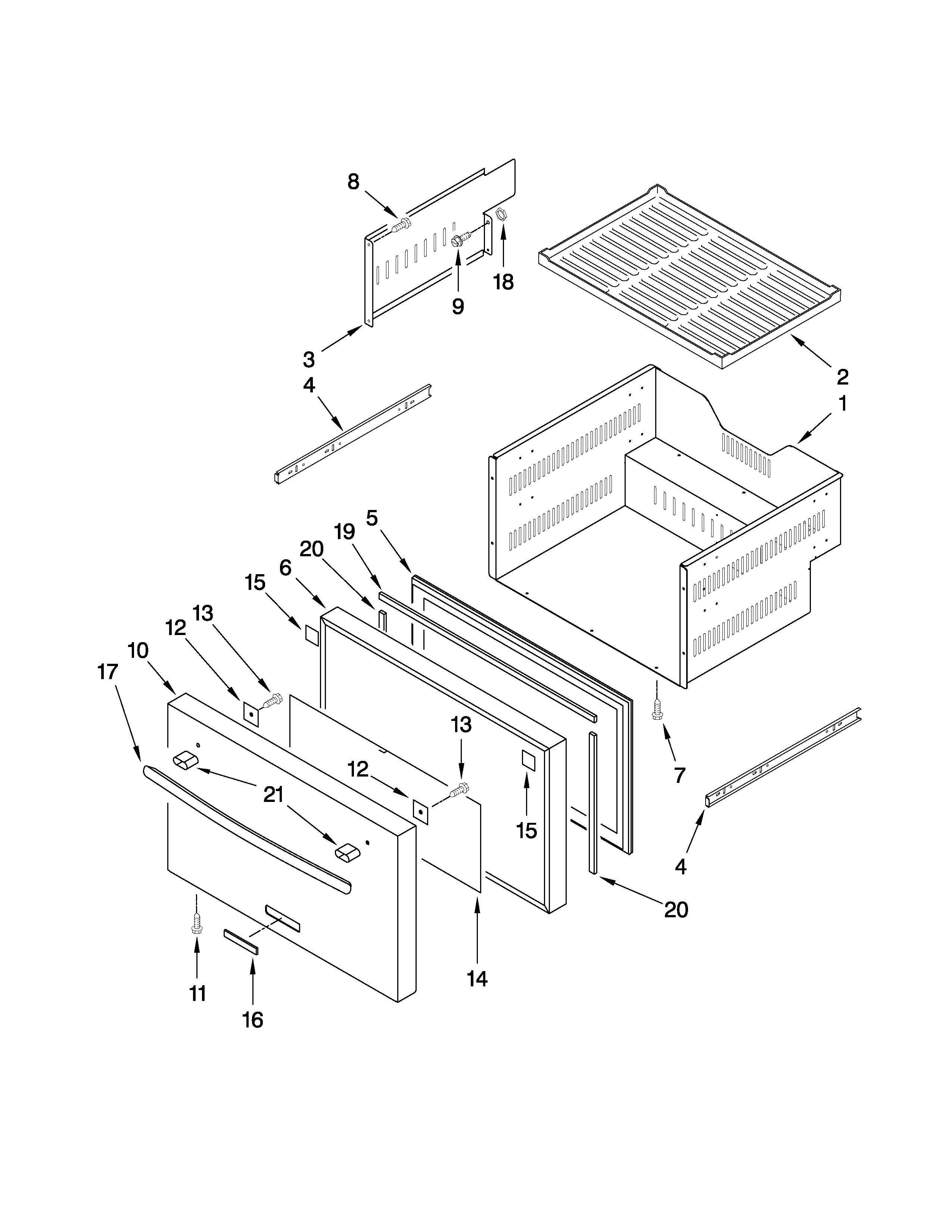 Lower drawer parts