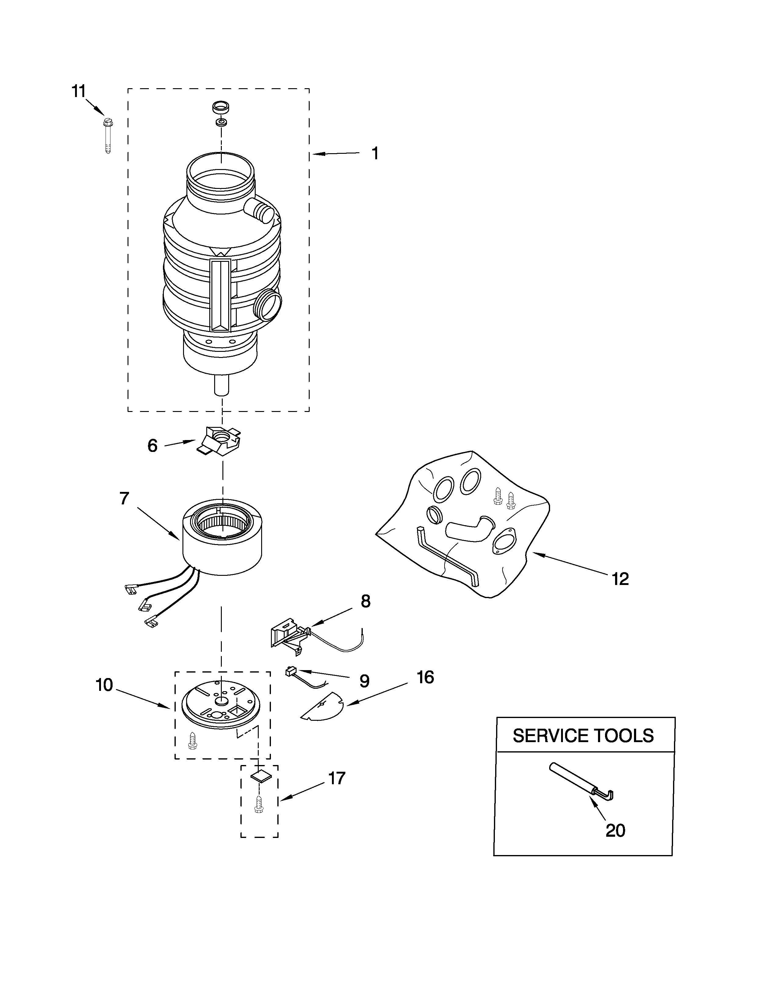 LOWER HOUSING AND MOTOR PARTS