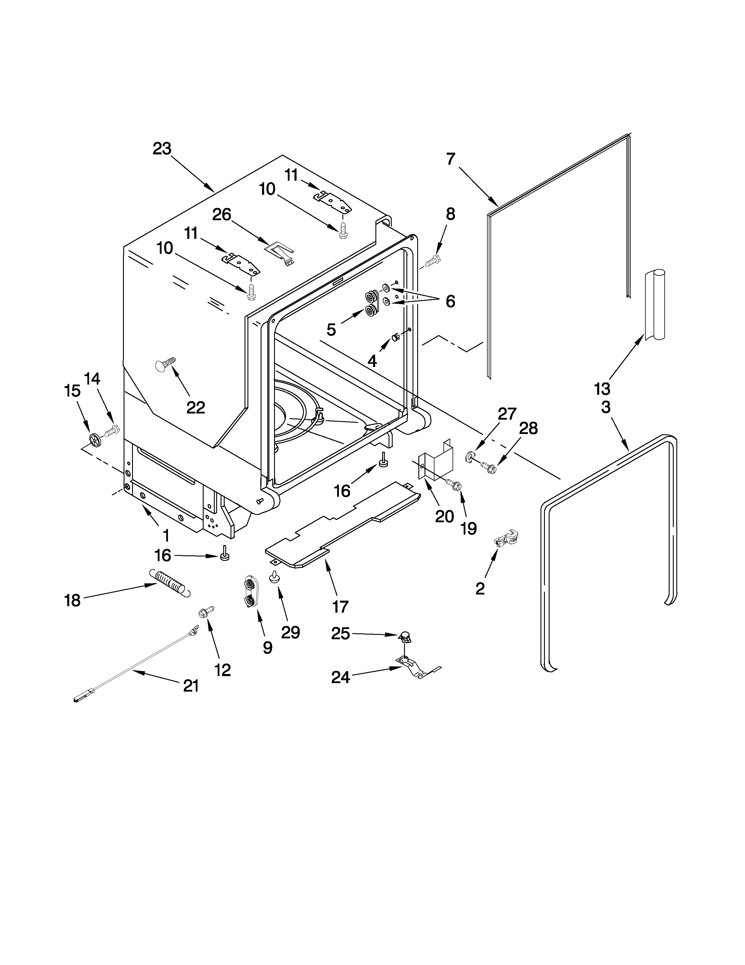 TUB AND FRAME PARTS