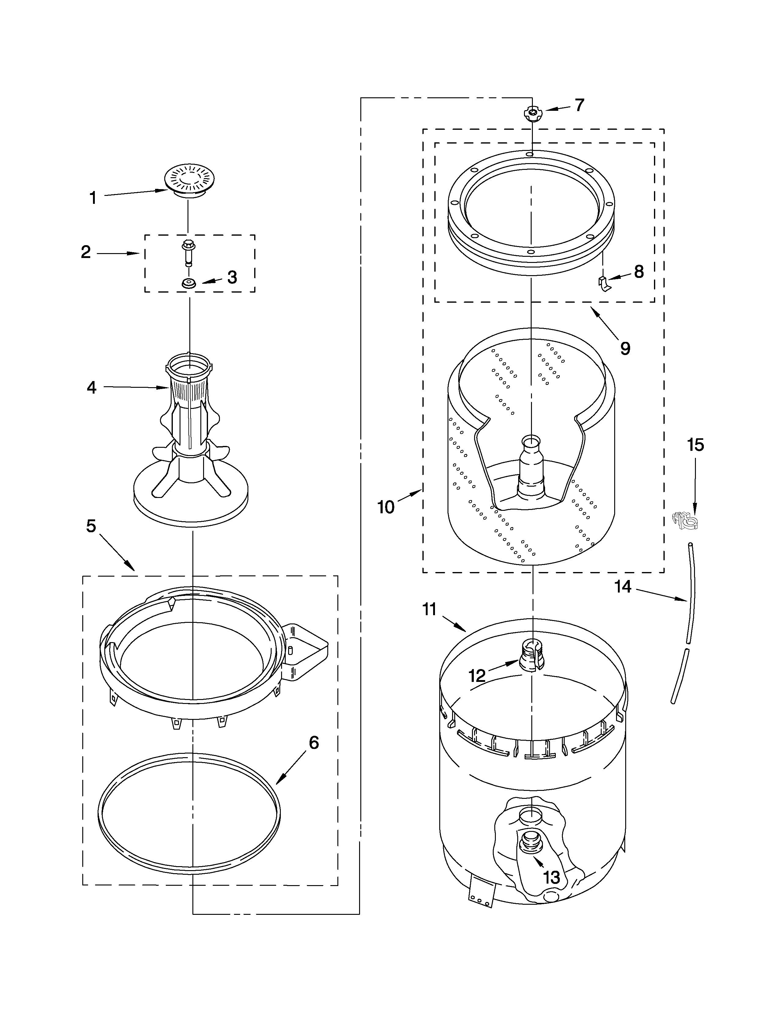 Agitator, basket and tub parts