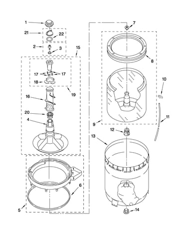 Agitator, basket and tub parts