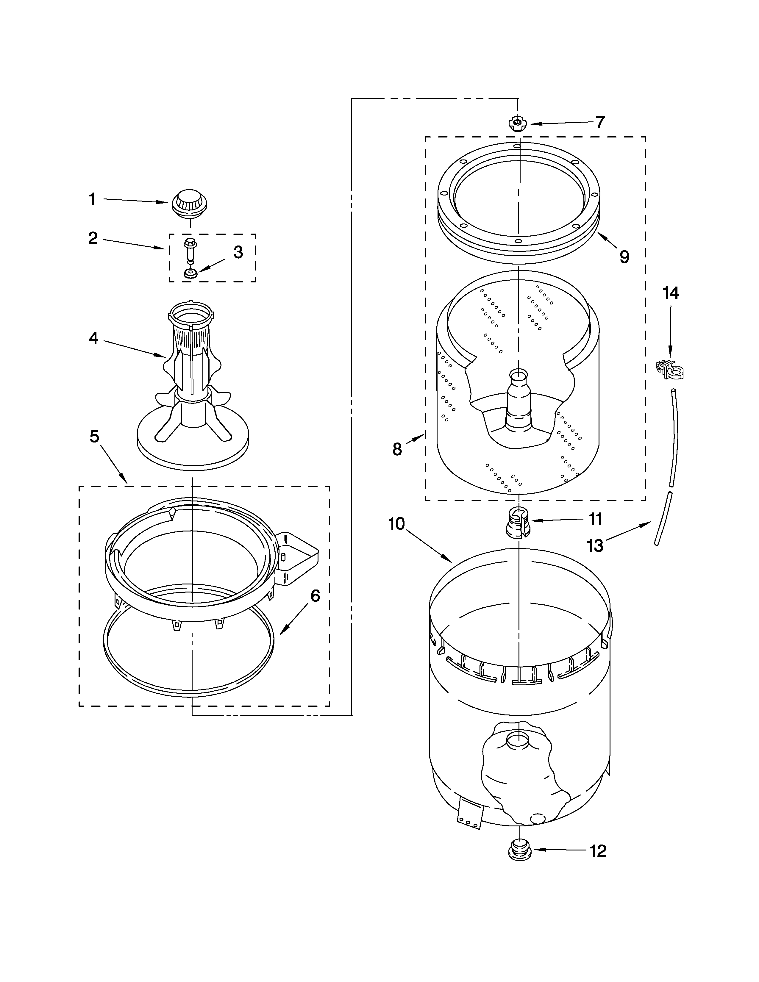 AGITATOR, BASKET AND TUB PARTS