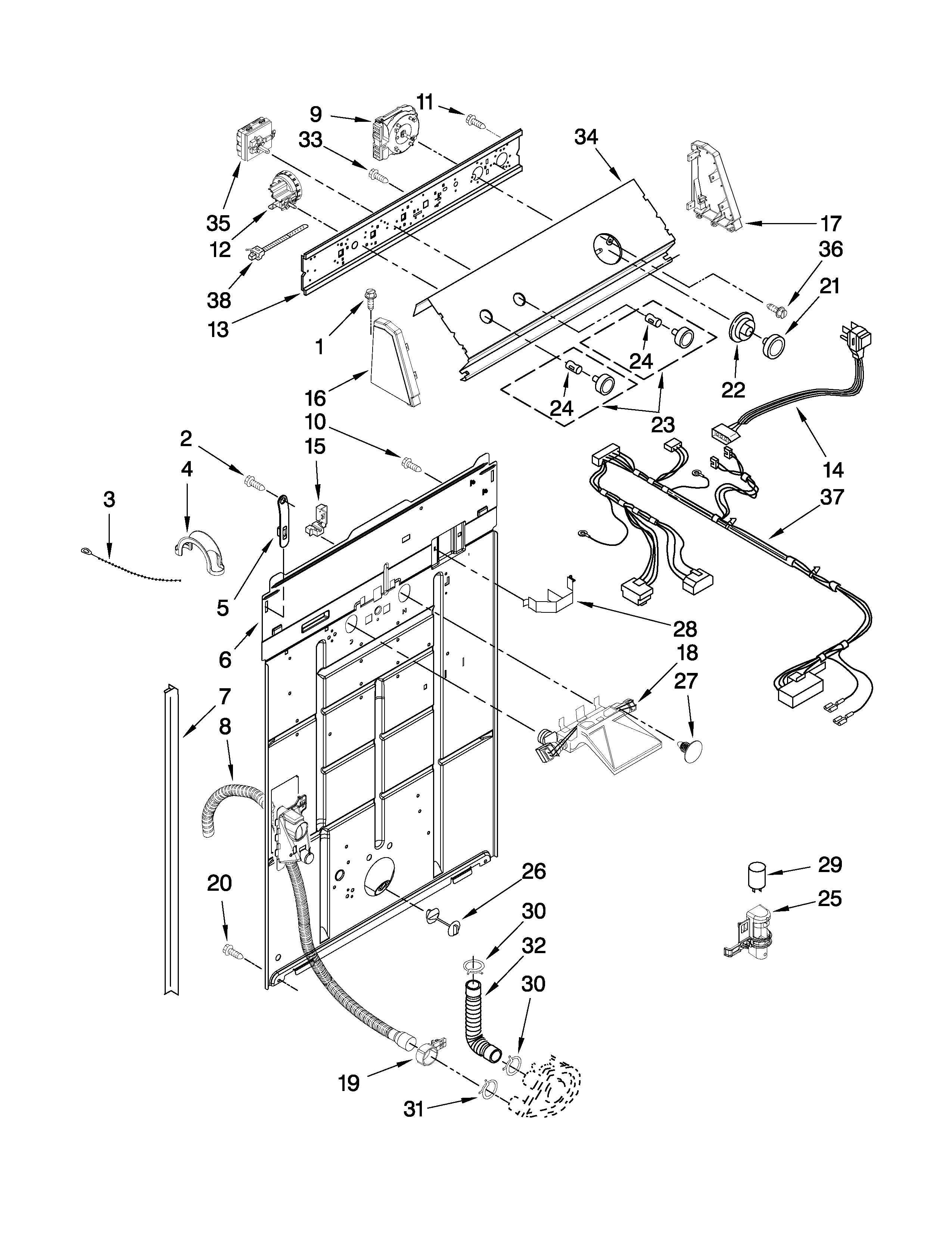 Controls and rear panel parts