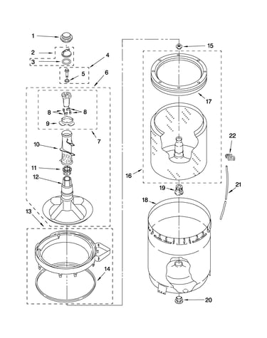 Agitator, basket and tub parts