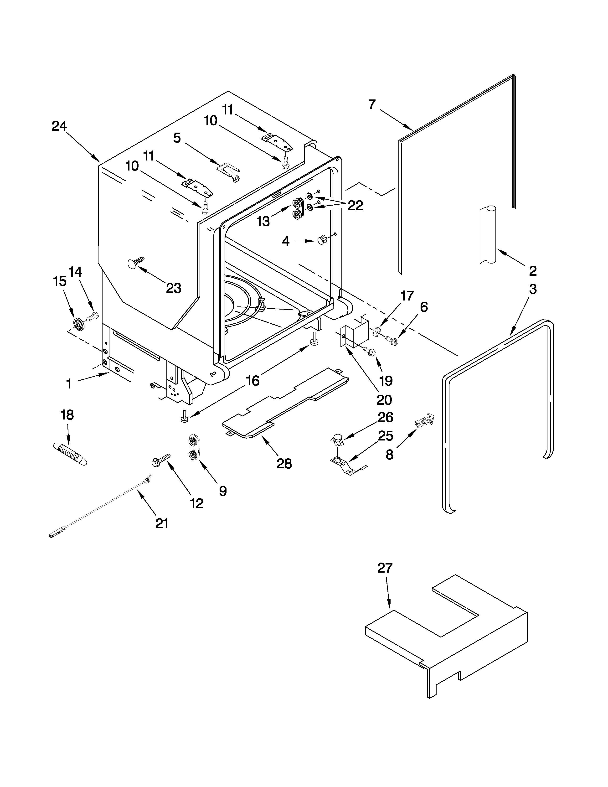 Tub and frame parts