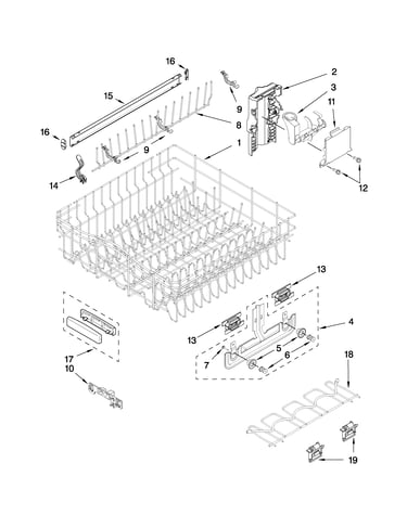 Upper rack and track parts