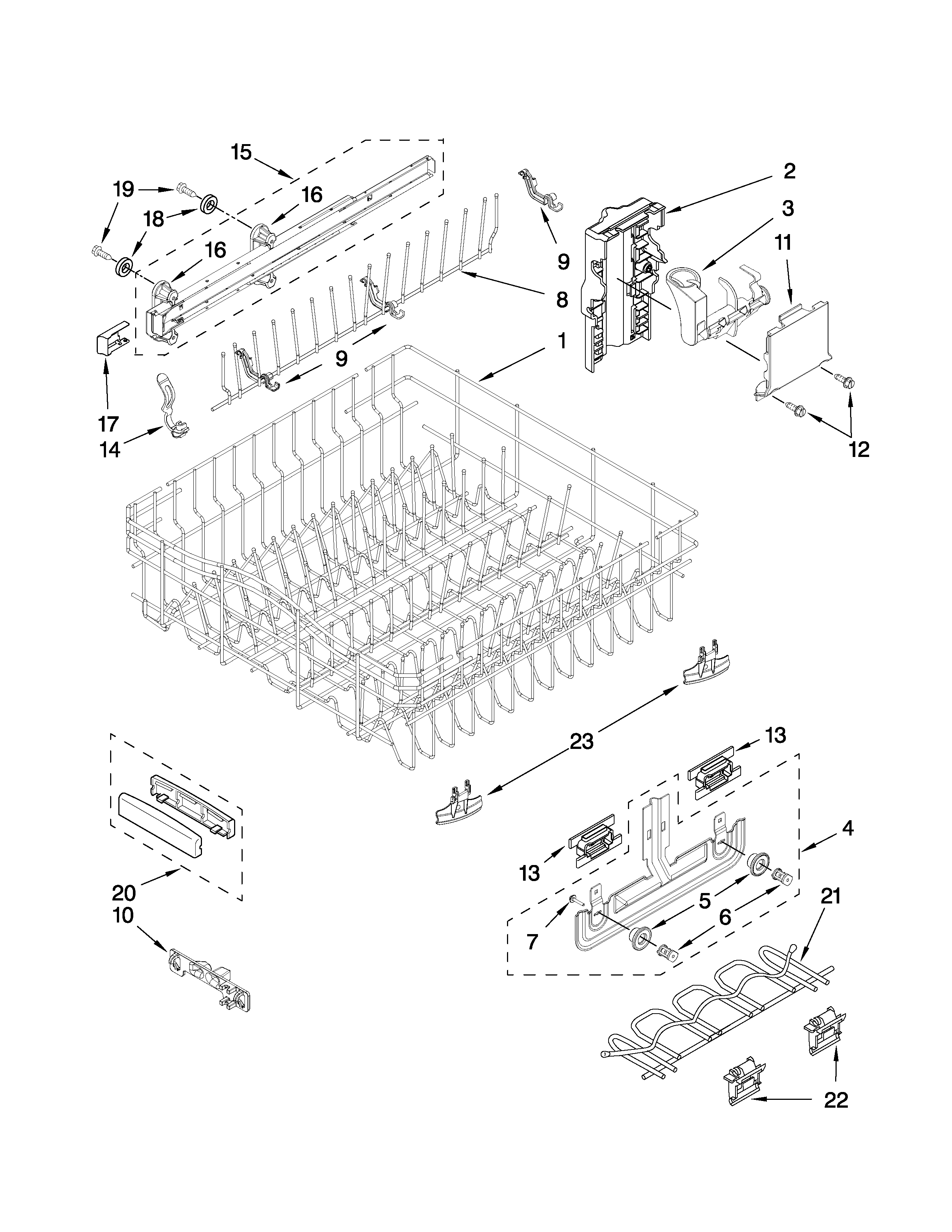 UPPER RACK AND TRACK PARTS