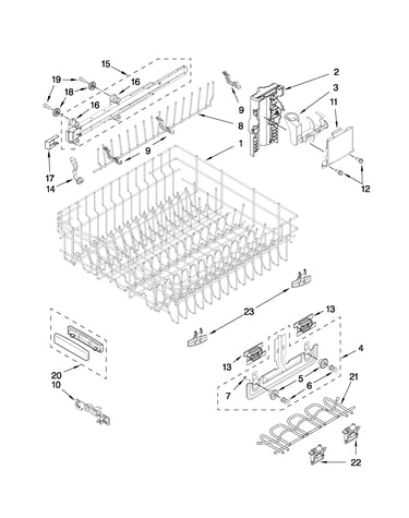 Upper rack and track parts