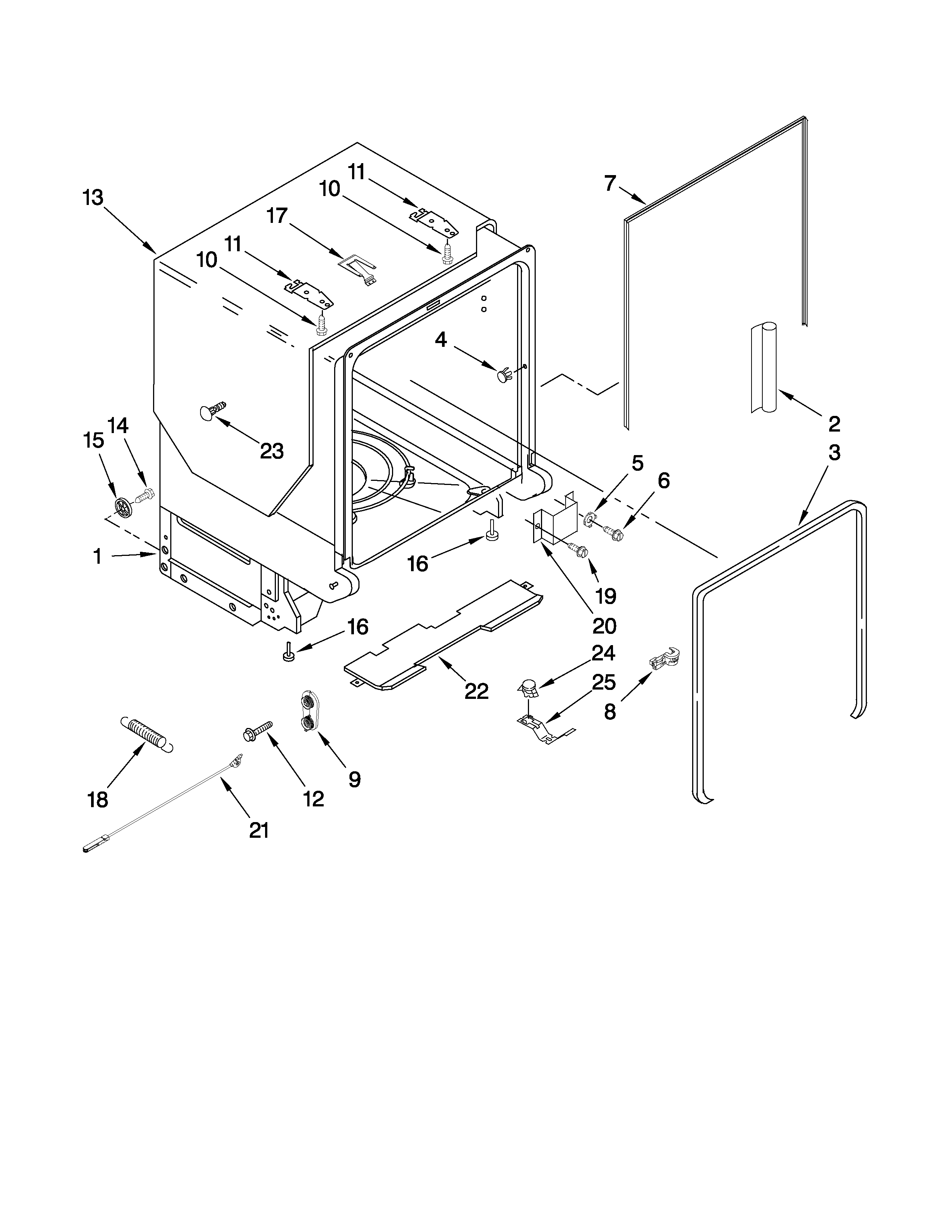 Tub and frame parts