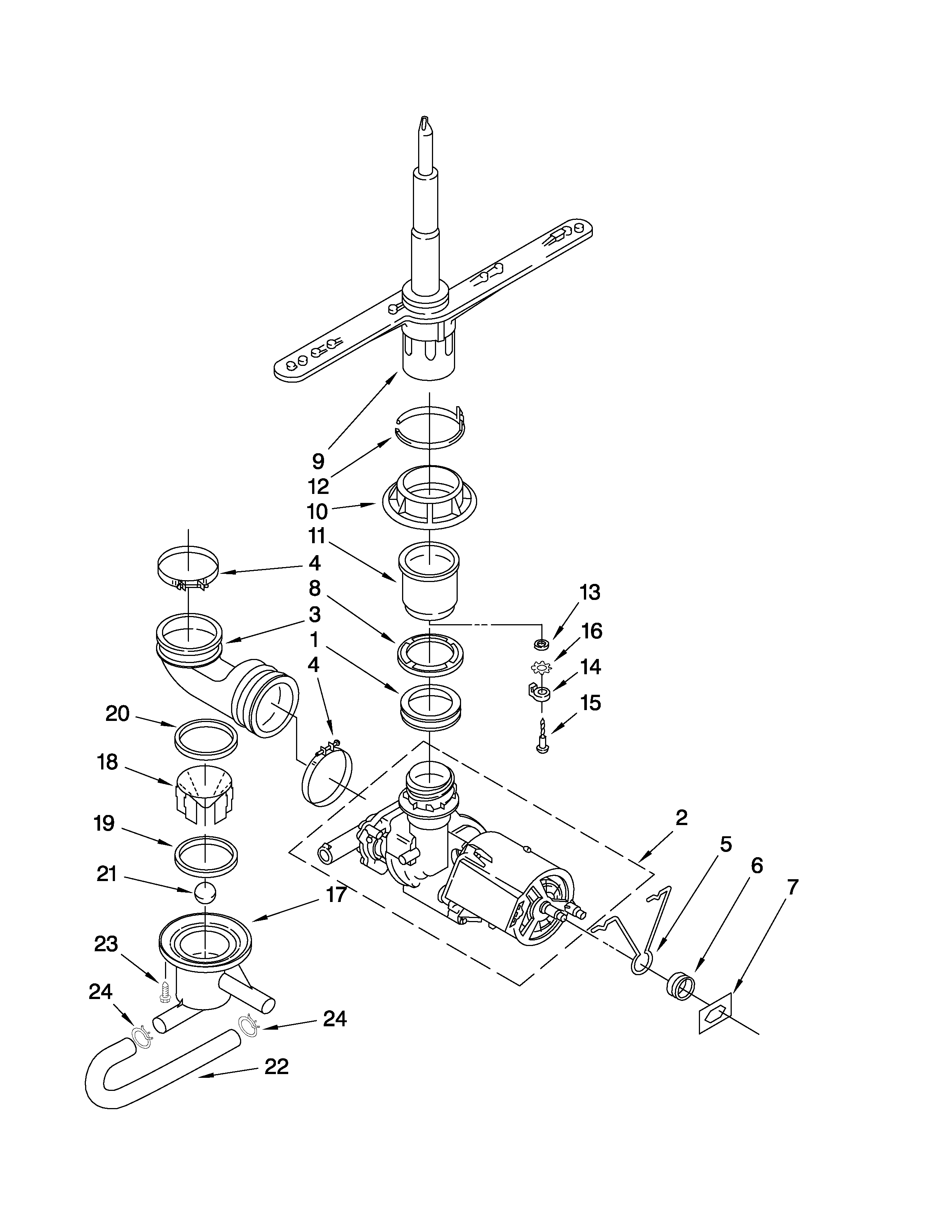 Pump and spray arm parts