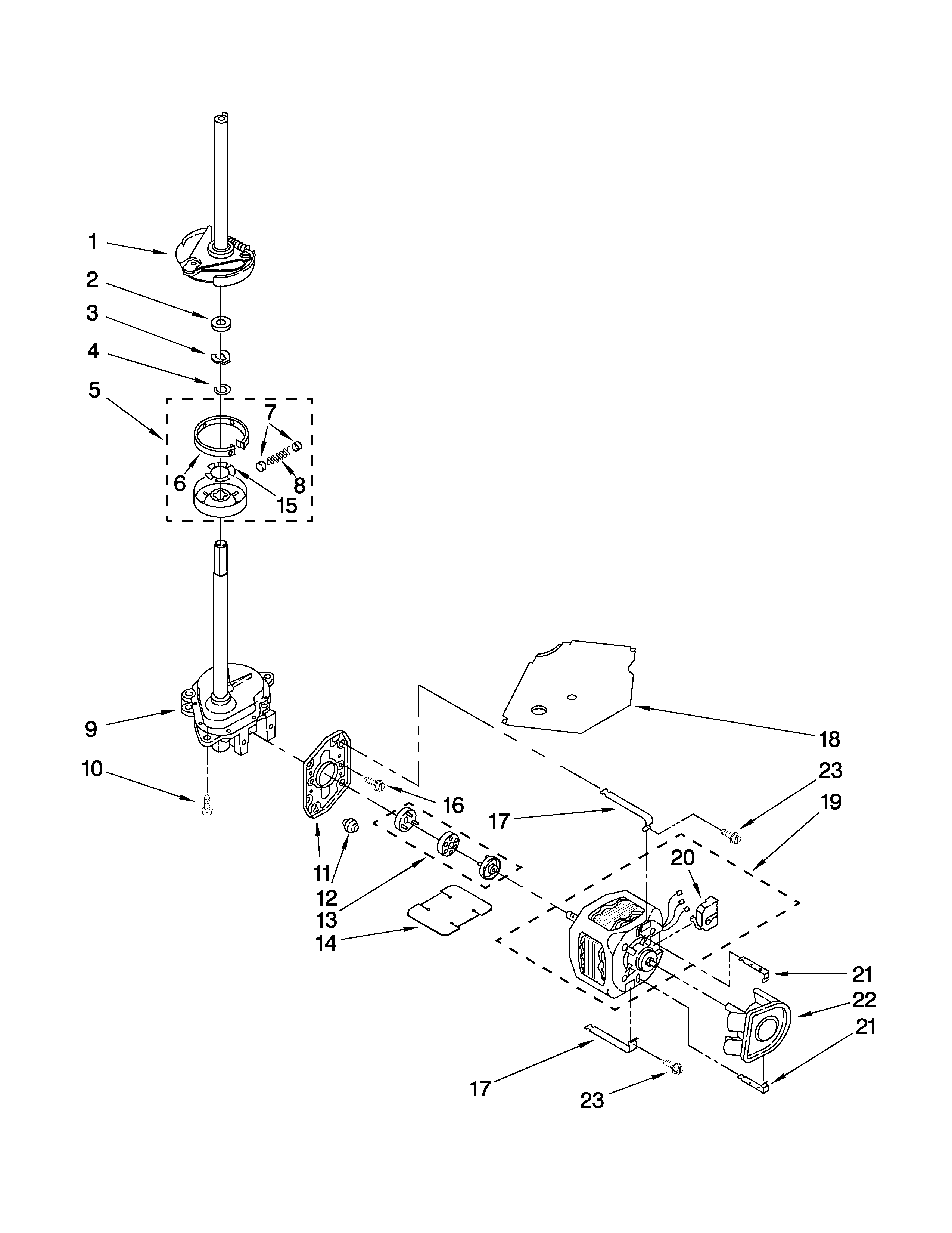 Brake, clutch, gearcase, motor and pump parts