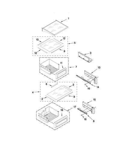 Refrigerator shelf parts